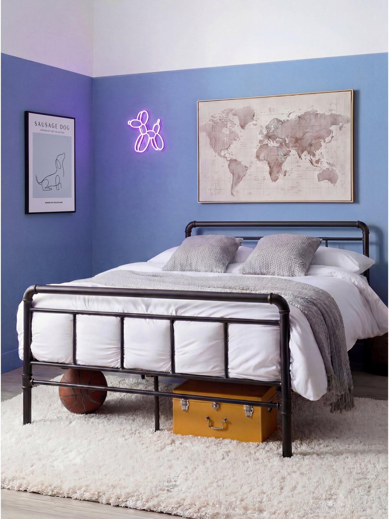 Image 1 of 7 of The Very Collection Freddie Metal Small Double Bed Frame with Mattress Options (Buy &amp; SAVE!) - Black