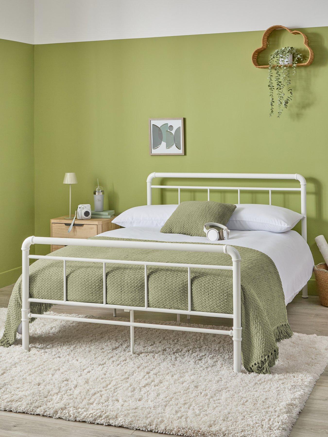 Image 1 of 6 of The Very Collection Freddie Metal Small Double Bed Frame with Mattress Options (Buy &amp; SAVE!) - White