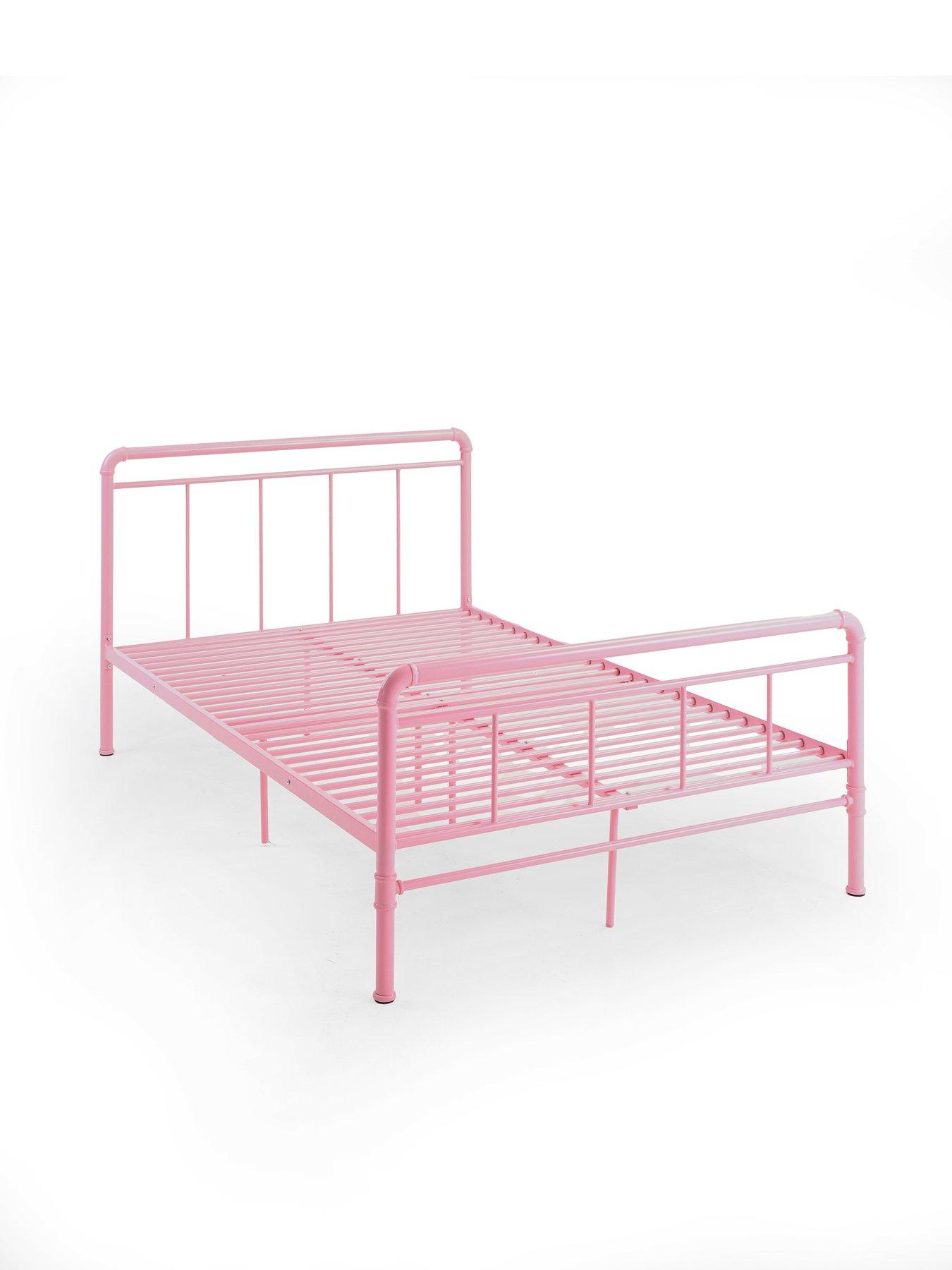 Image 3 of 7 of The Very Collection Freddie Metal Small Double Bed Frame with Mattress Options (Buy &amp; SAVE!) - Pink