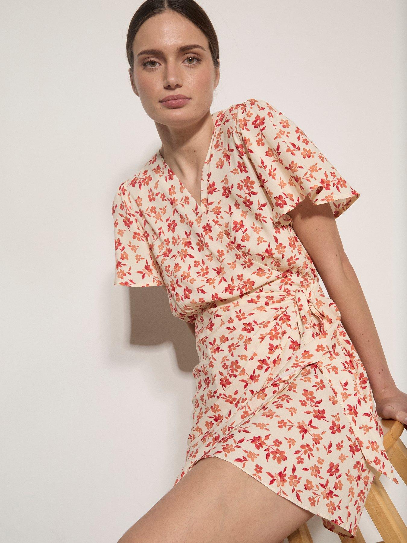 Image 1 of 4 of Apricot Ombre Floral Wrap Dress