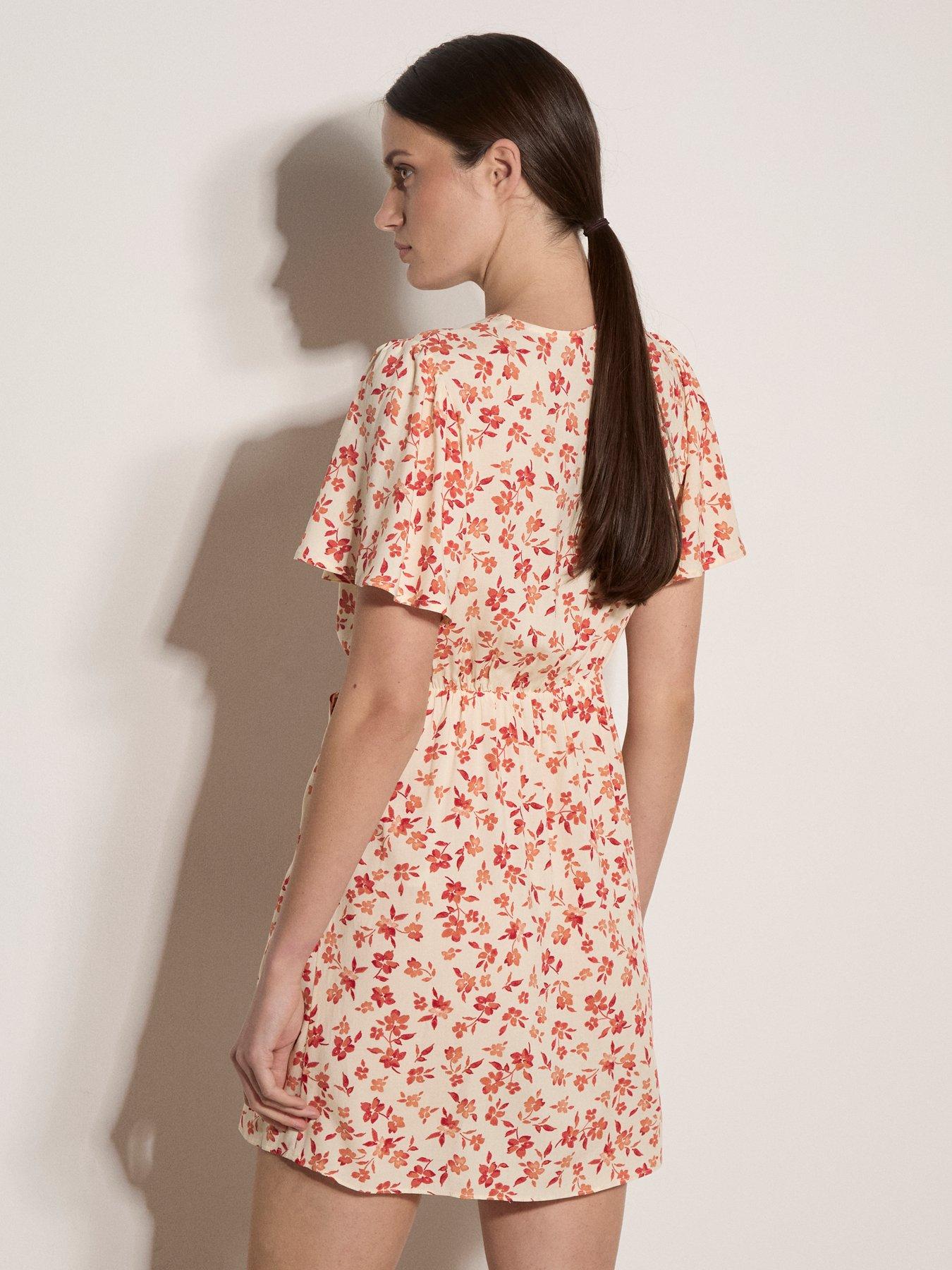 Image 2 of 4 of Apricot Ombre Floral Wrap Dress