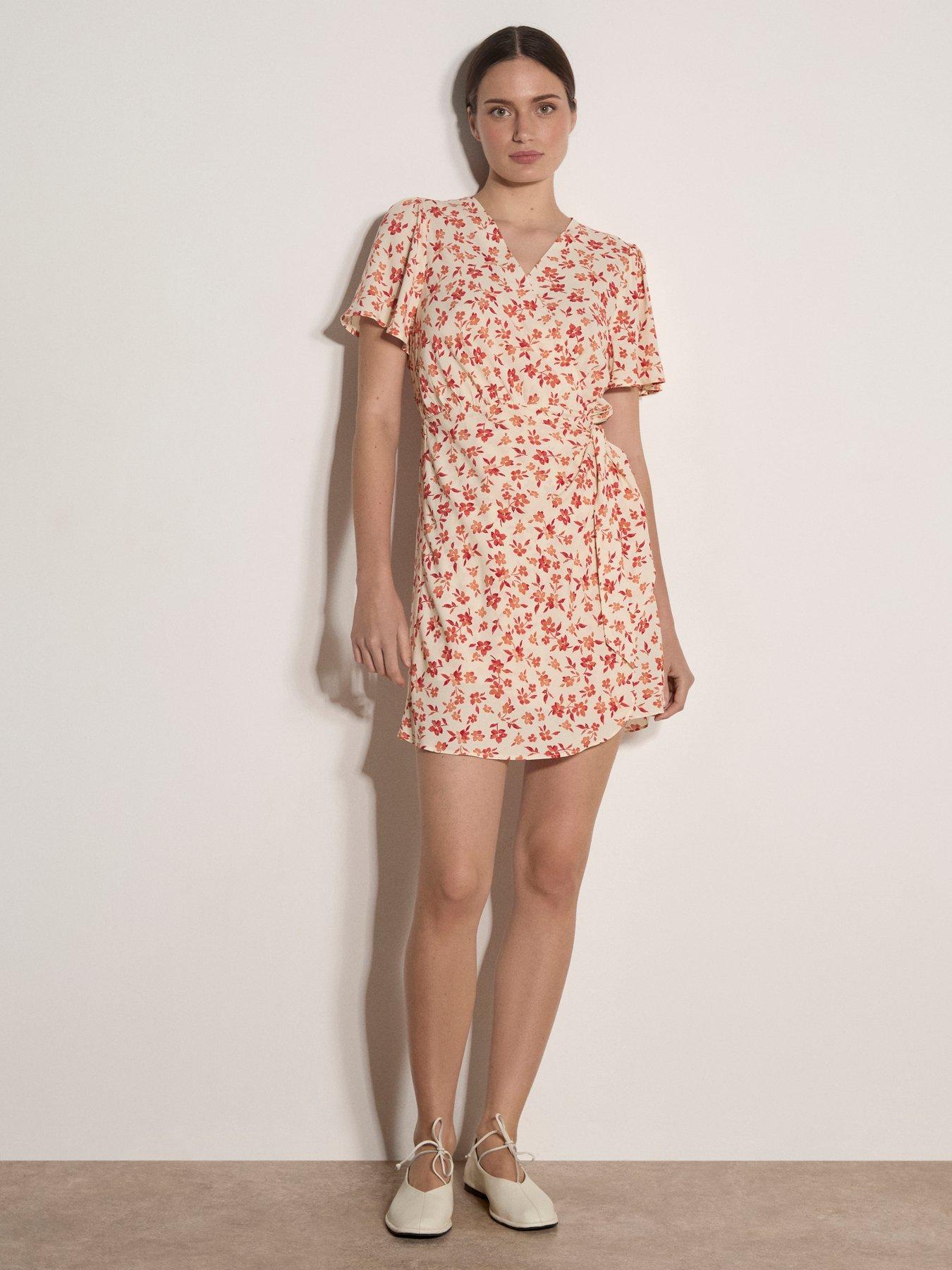 Image 3 of 4 of Apricot Ombre Floral Wrap Dress