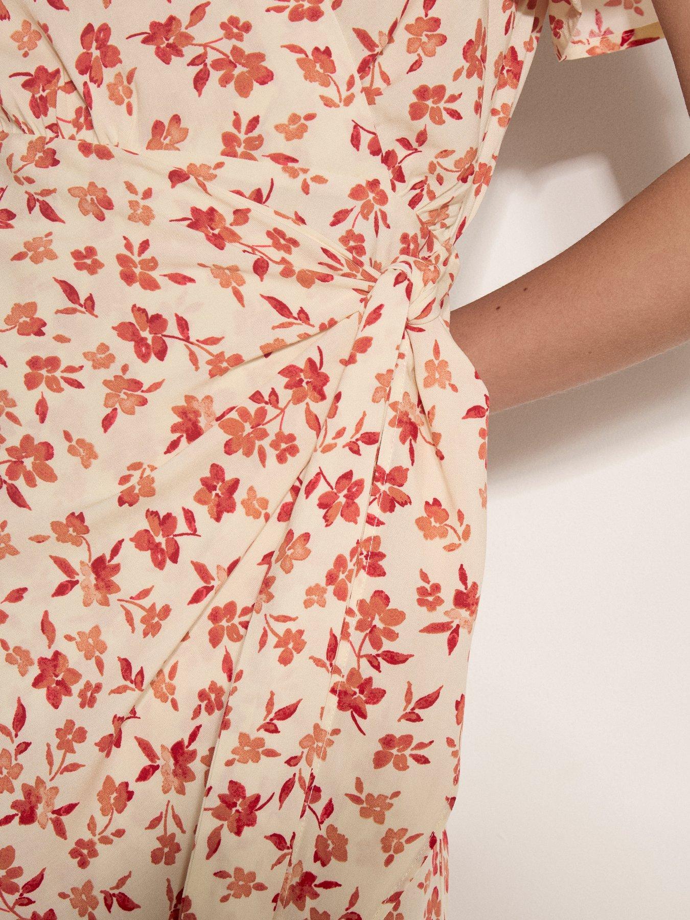 Image 4 of 4 of Apricot Ombre Floral Wrap Dress