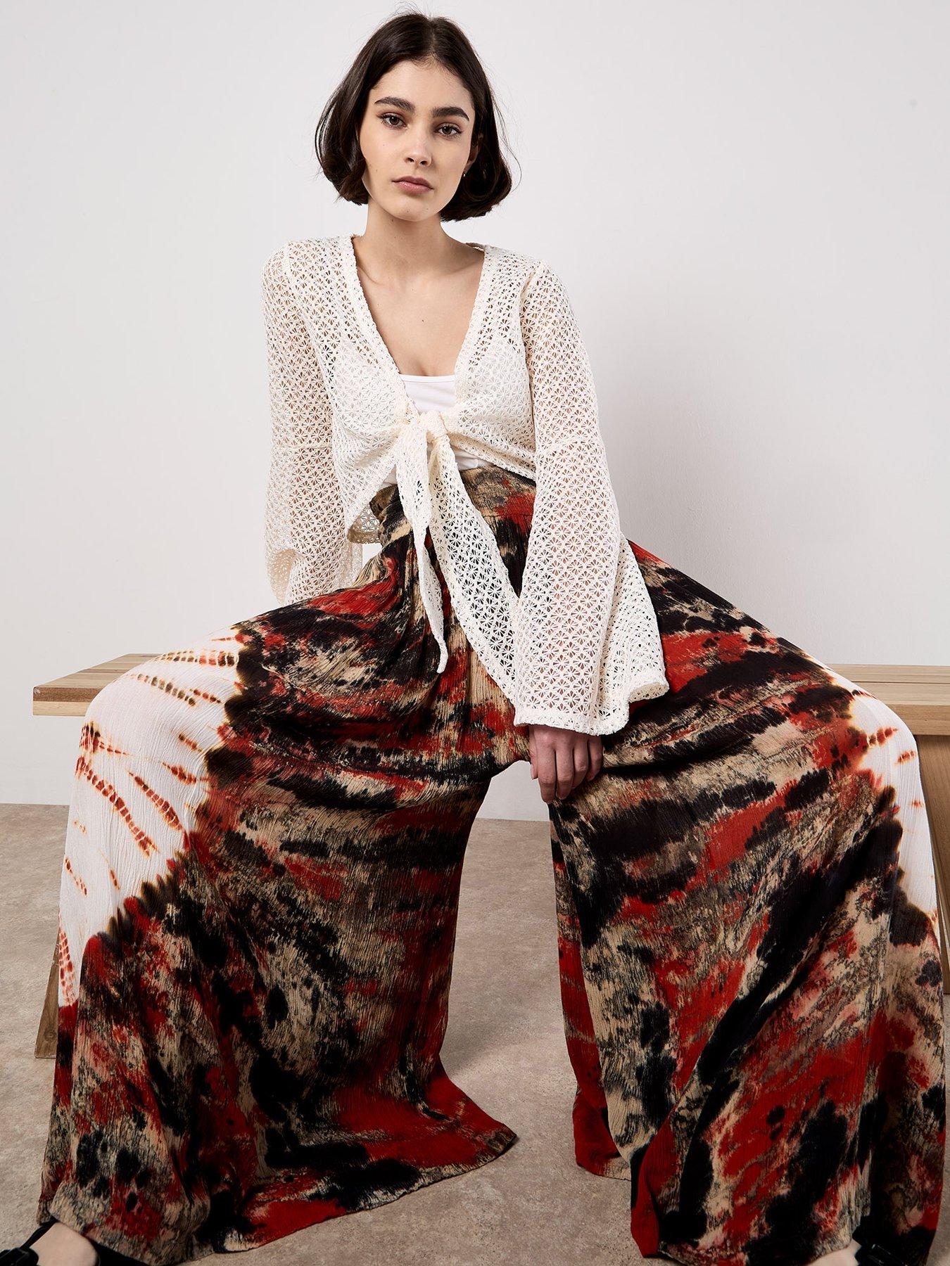 Image 5 of 5 of Apricot Sun Dance Tiedye Palazzo Trouser