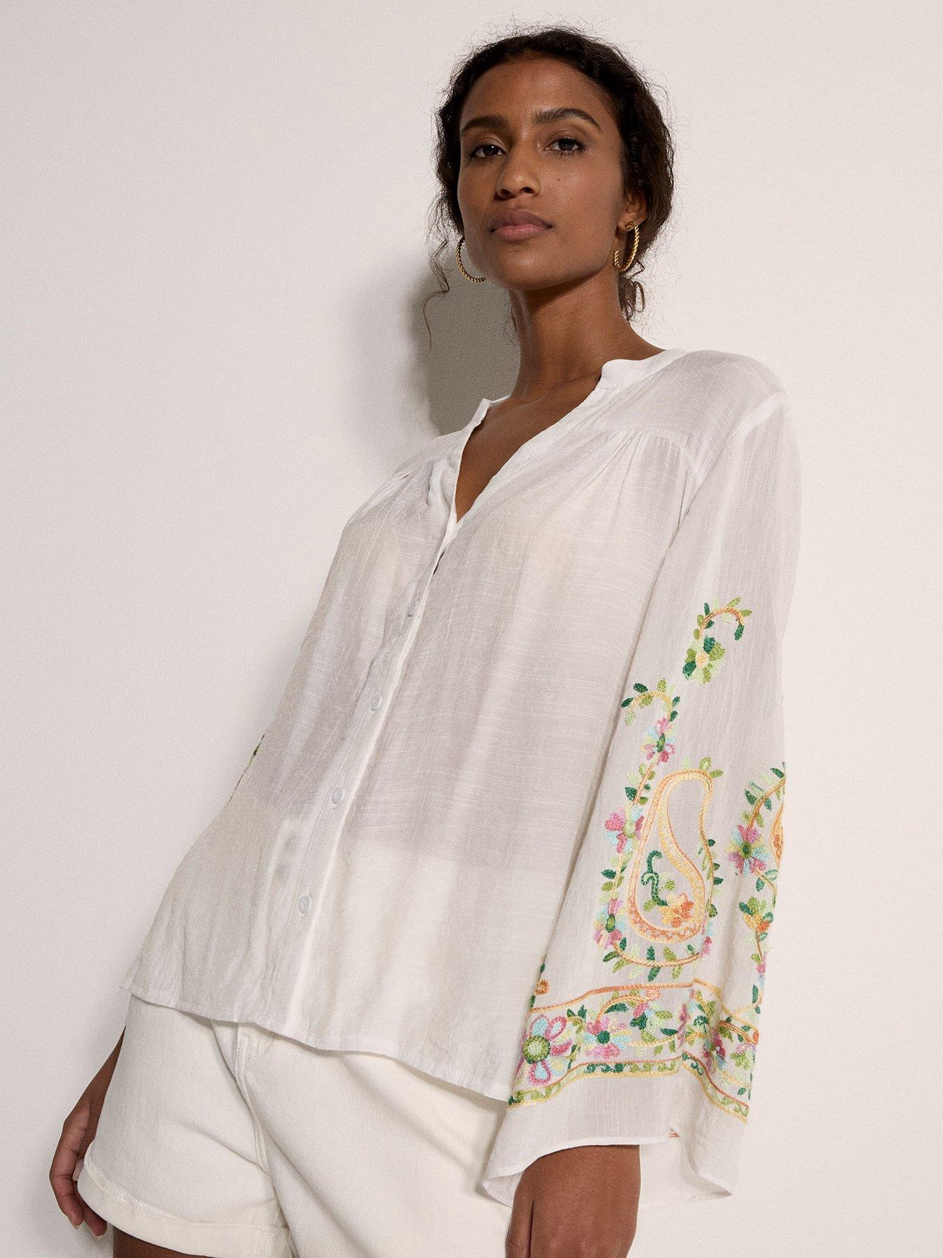 Apricot Paisley Bell Sleeve Blouse