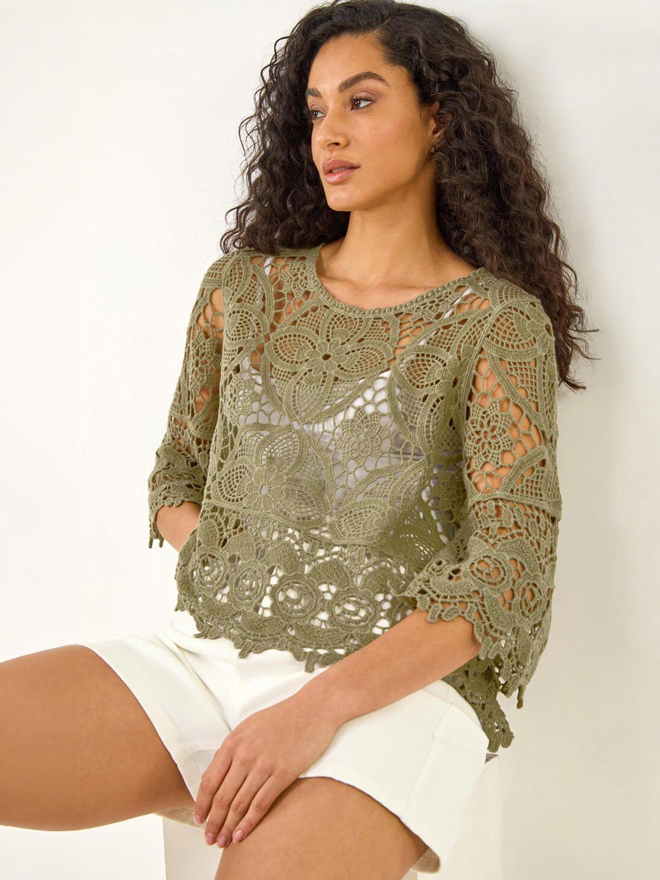 Image 1 of 5 of Roman Dusk Floral Crochet Top