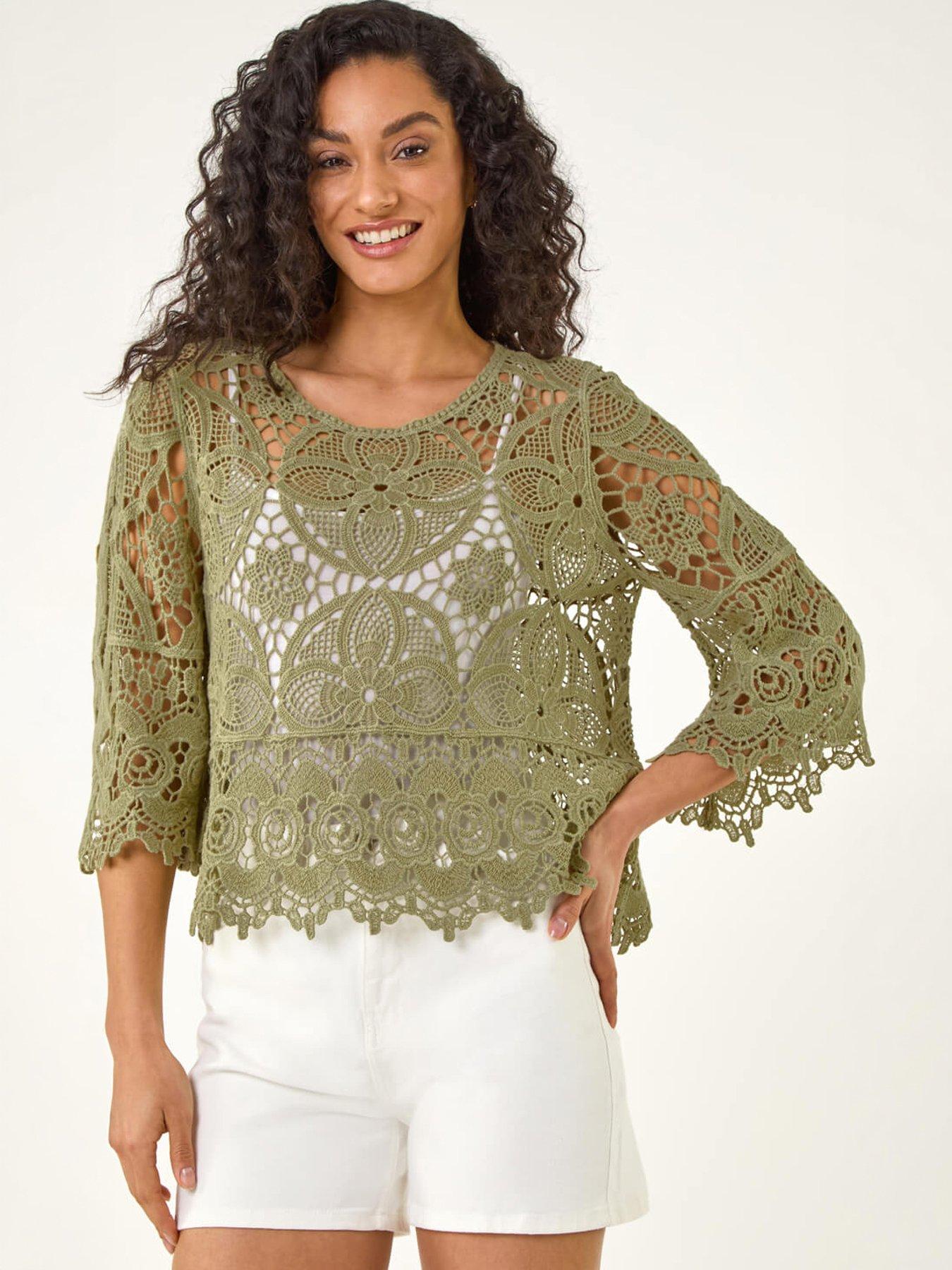 Image 3 of 5 of Roman Dusk Floral Crochet Top