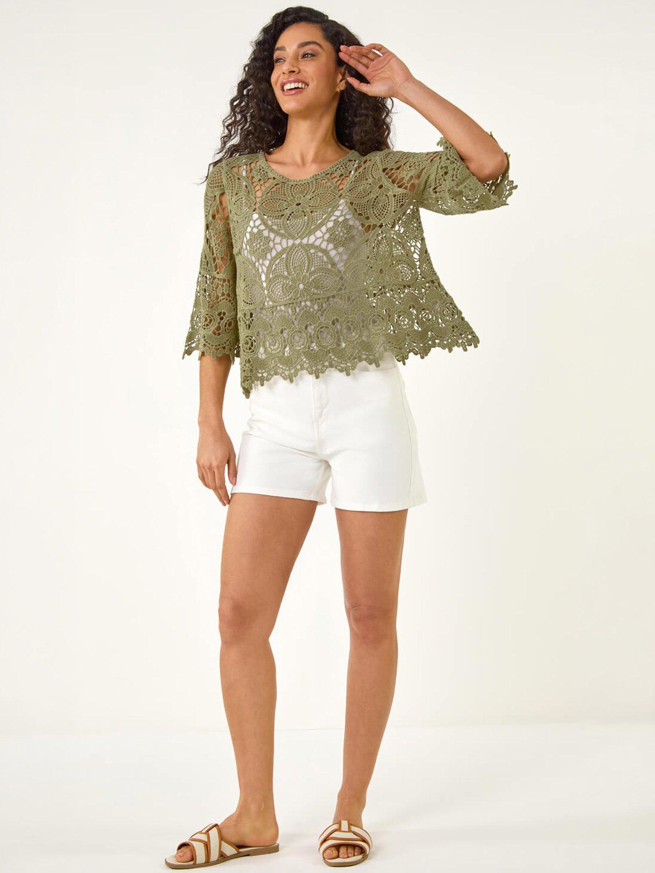 Image 5 of 5 of Roman Dusk Floral Crochet Top