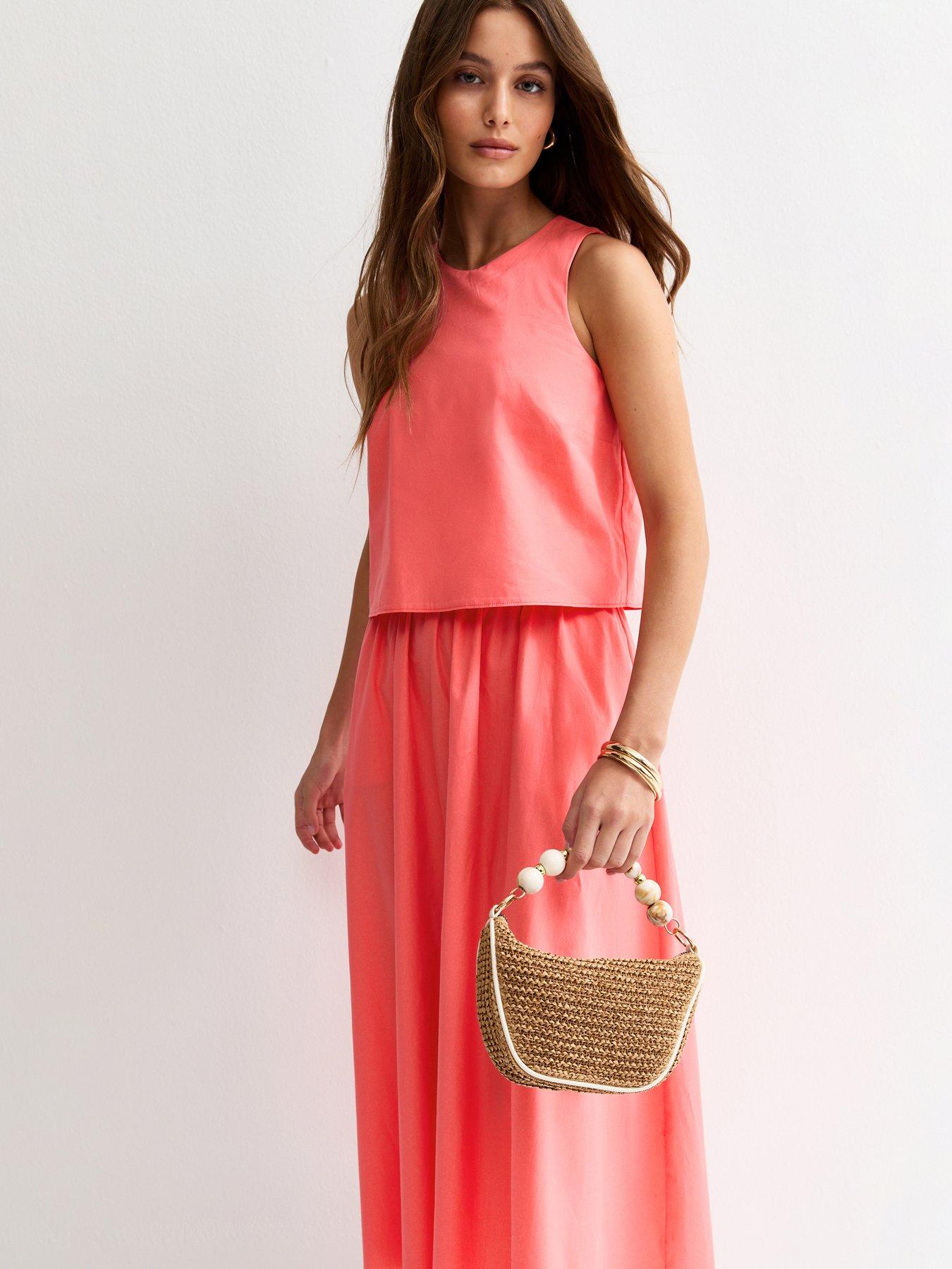 New Look: Stone Woven Slouchy Beaded Top Handle Bag - Grey