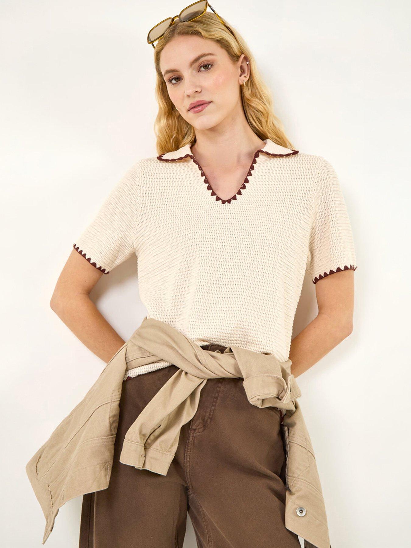 Image 1 of 5 of Roman Textured Collar Knit Top