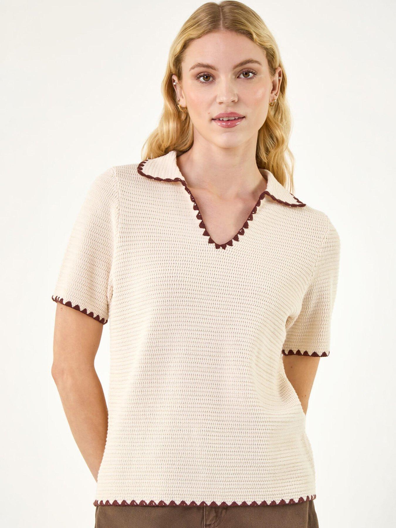 Image 3 of 5 of Roman Textured Collar Knit Top