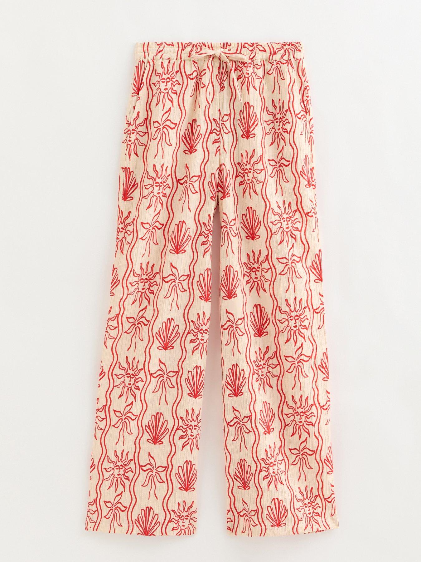 Image 5 of 6 of New Look Red Sun Print Wide Leg Beach Trousers