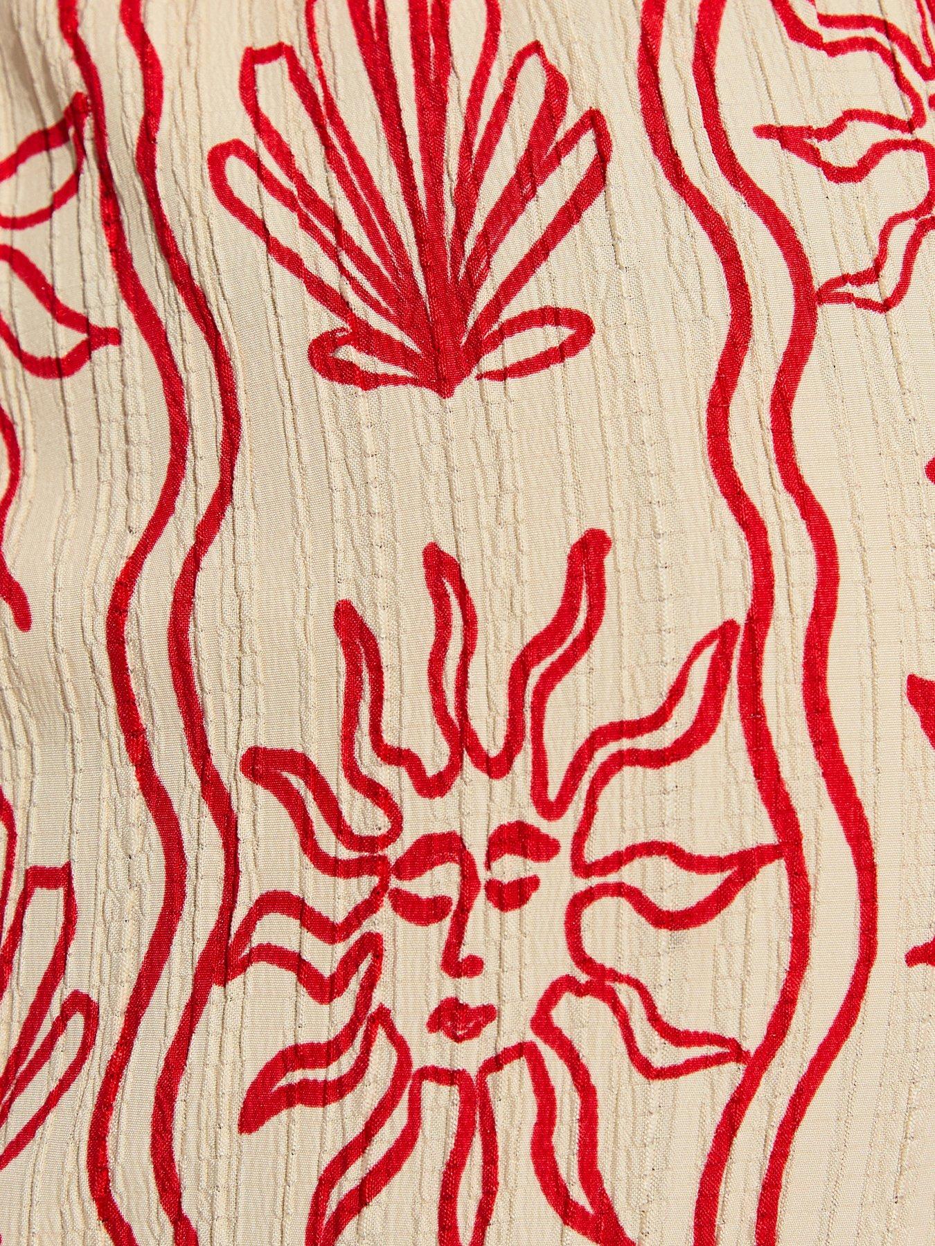 Image 6 of 6 of New Look Red Sun Print Wide Leg Beach Trousers