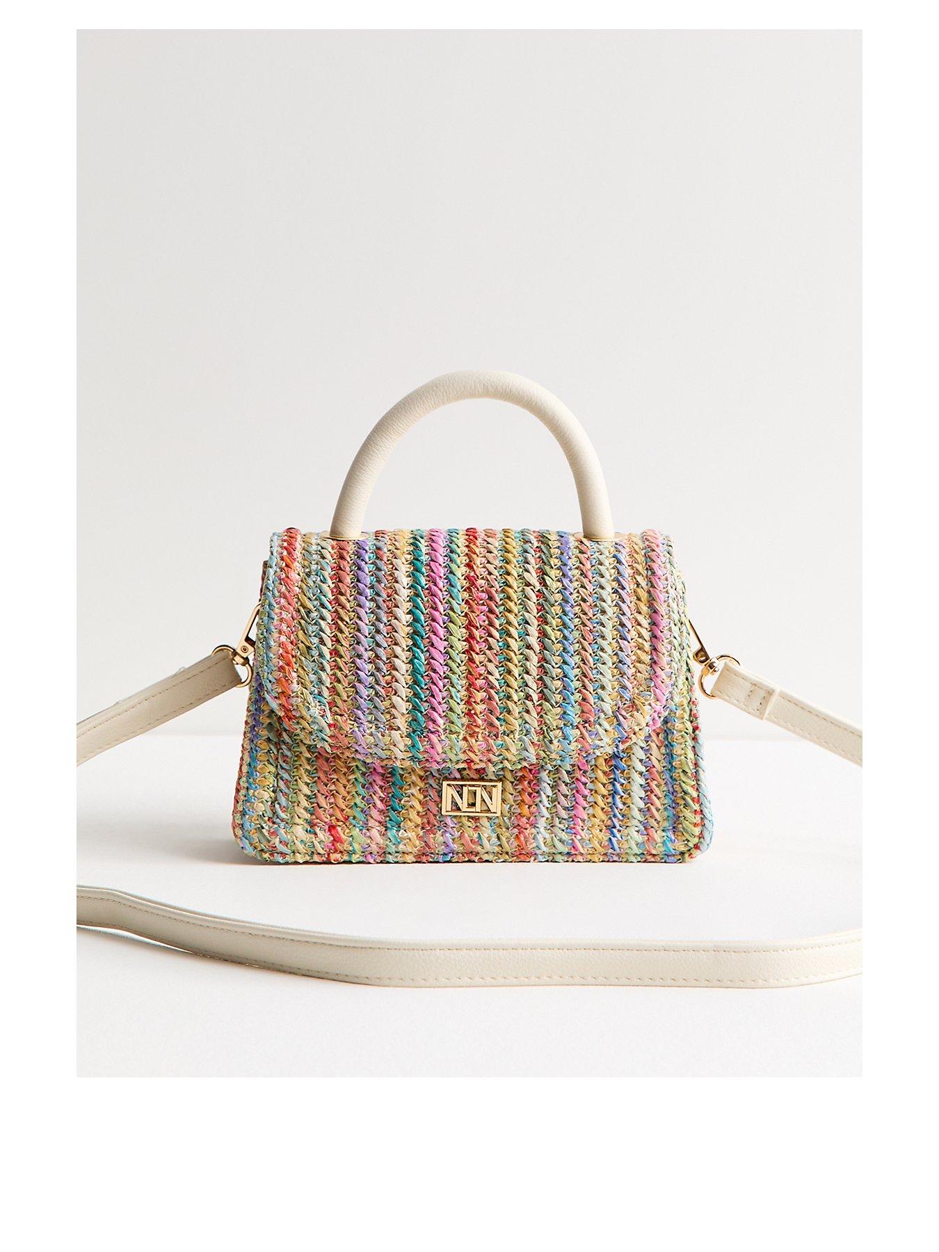 New Look Striped Woven Top Handle Bag - Multi