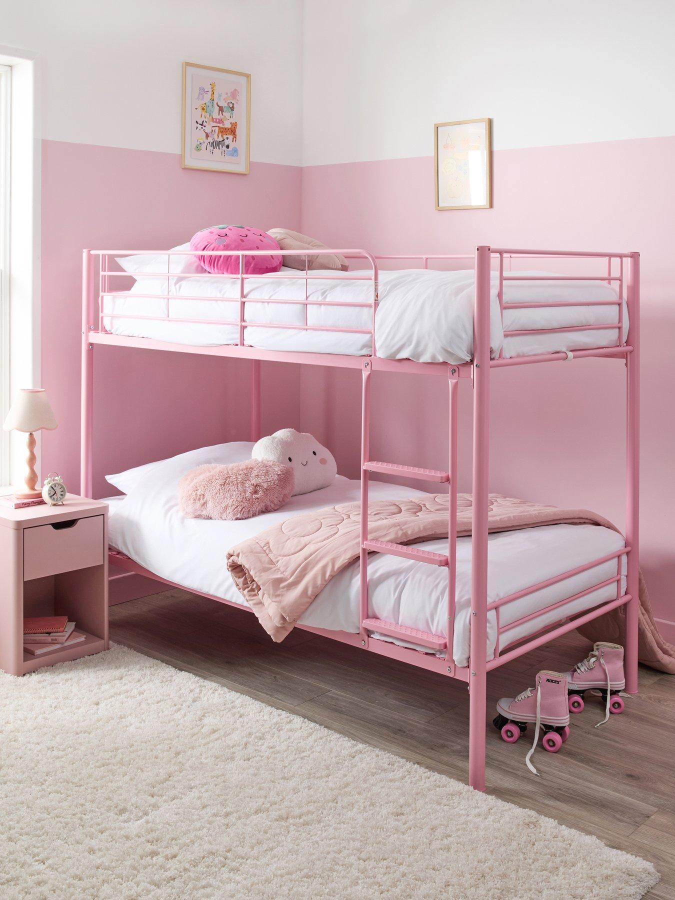 Image 1 of 7 of The Very Collection Domino Bunk Bunk Frame with Mattress Options (Buy &amp; SAVE!) - Pink