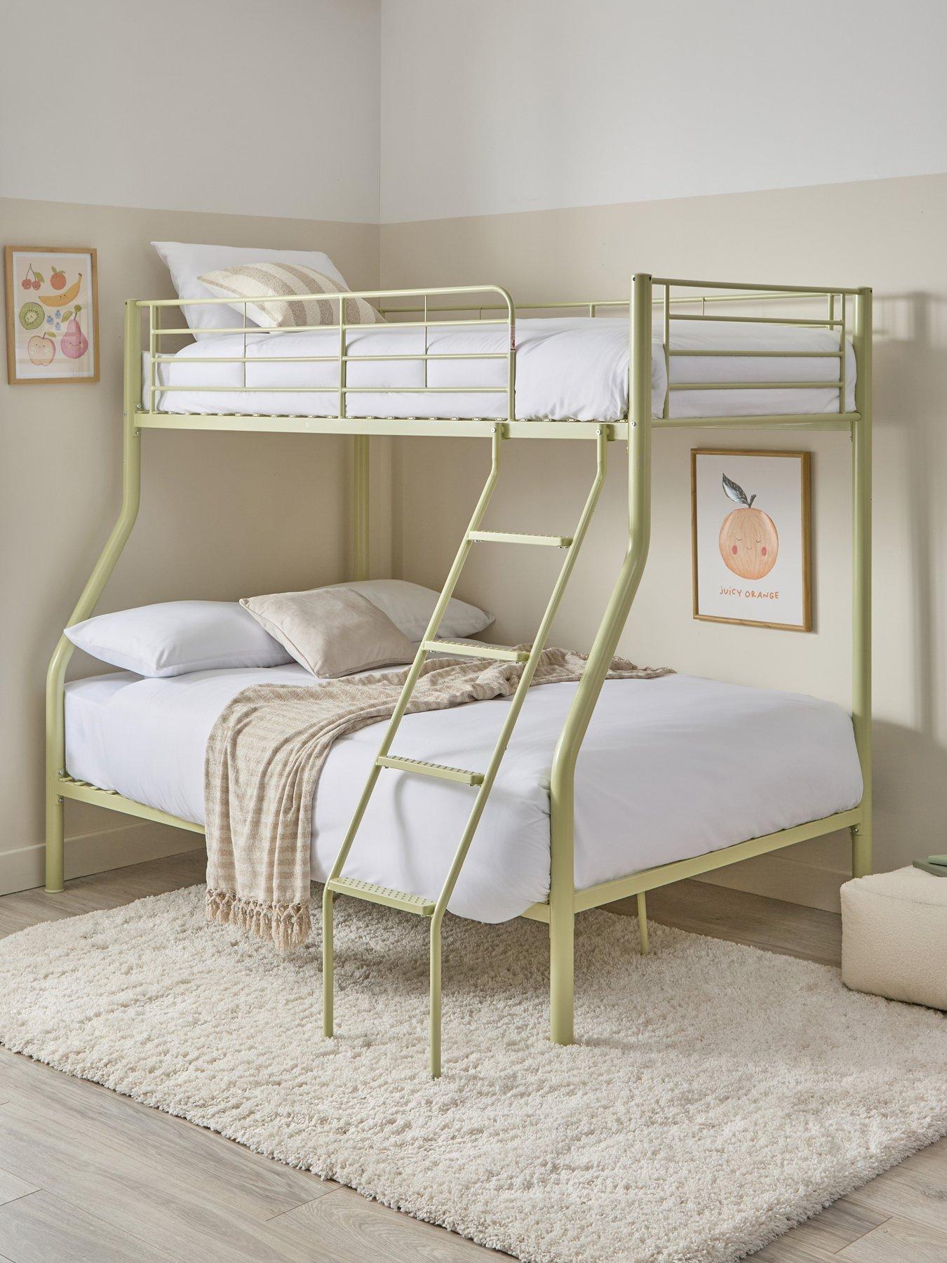 The Very Collection Domino Trio Bunk Bed Frame with Mattress Options (Buy  &  SAVE!) - Sage Green