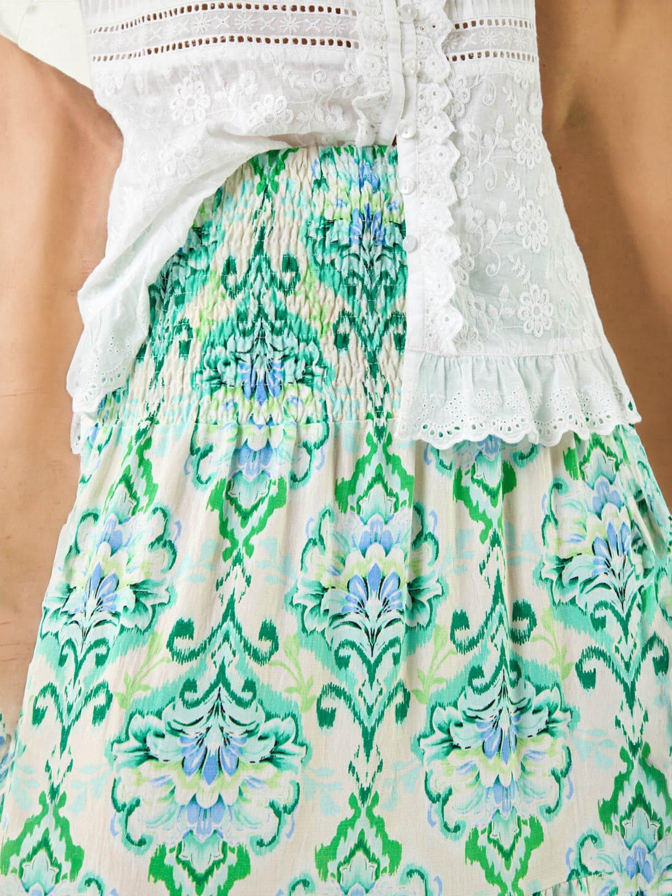 Image 2 of 5 of Roman Paisley Print Tiered Maxi Skirt