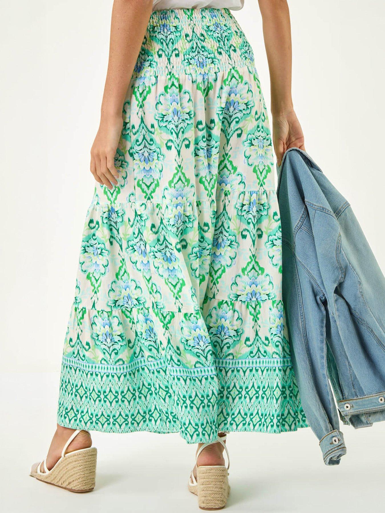 Image 4 of 5 of Roman Paisley Print Tiered Maxi Skirt