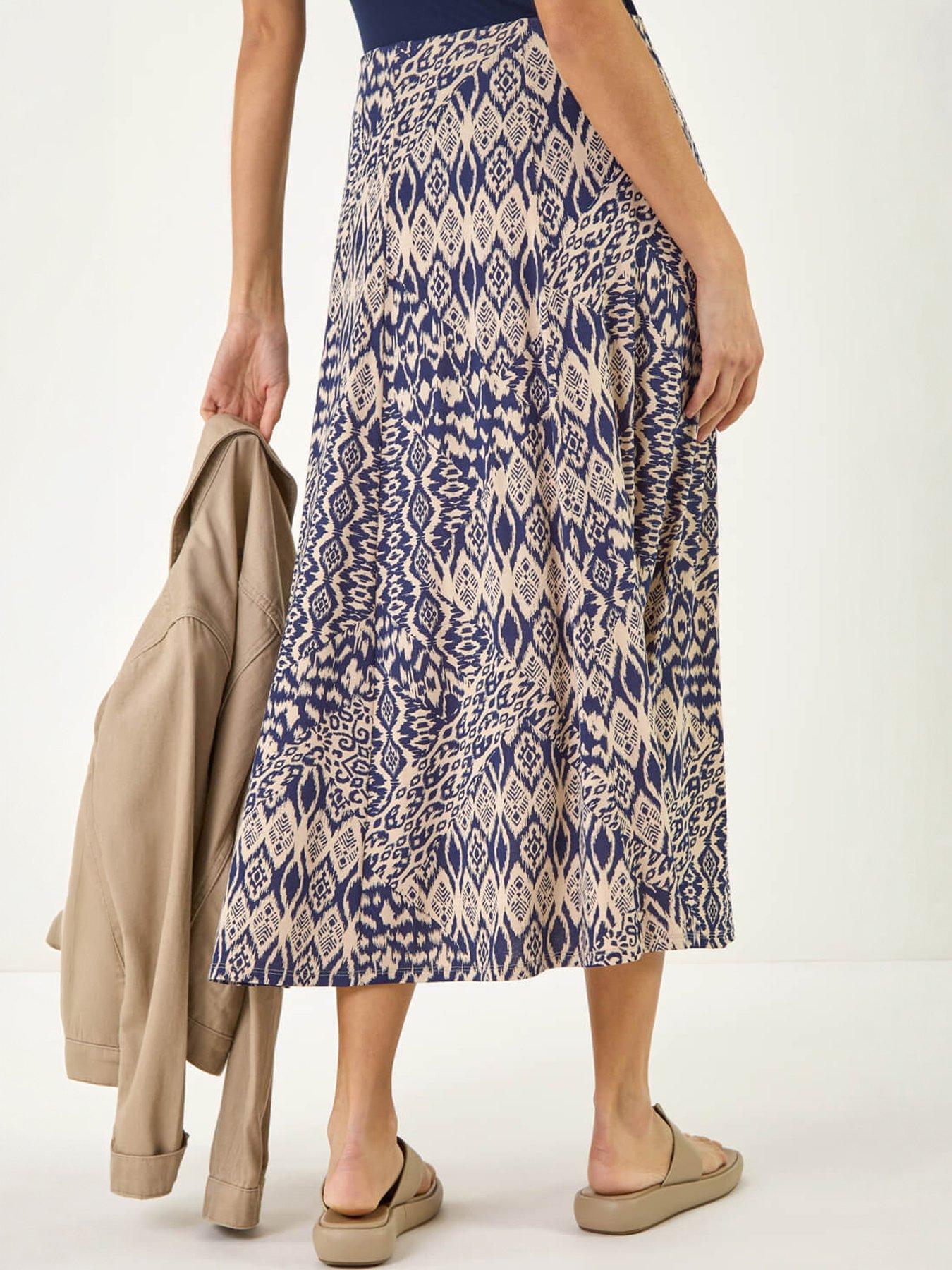 Image 2 of 5 of Roman Abstract Print Midi Skirt