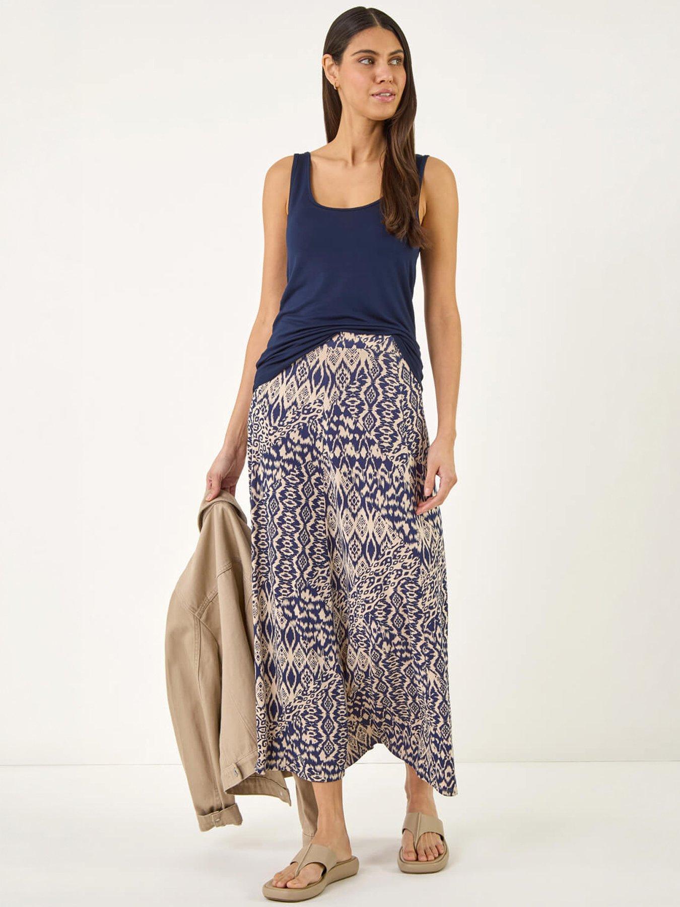 Image 3 of 5 of Roman Abstract Print Midi Skirt