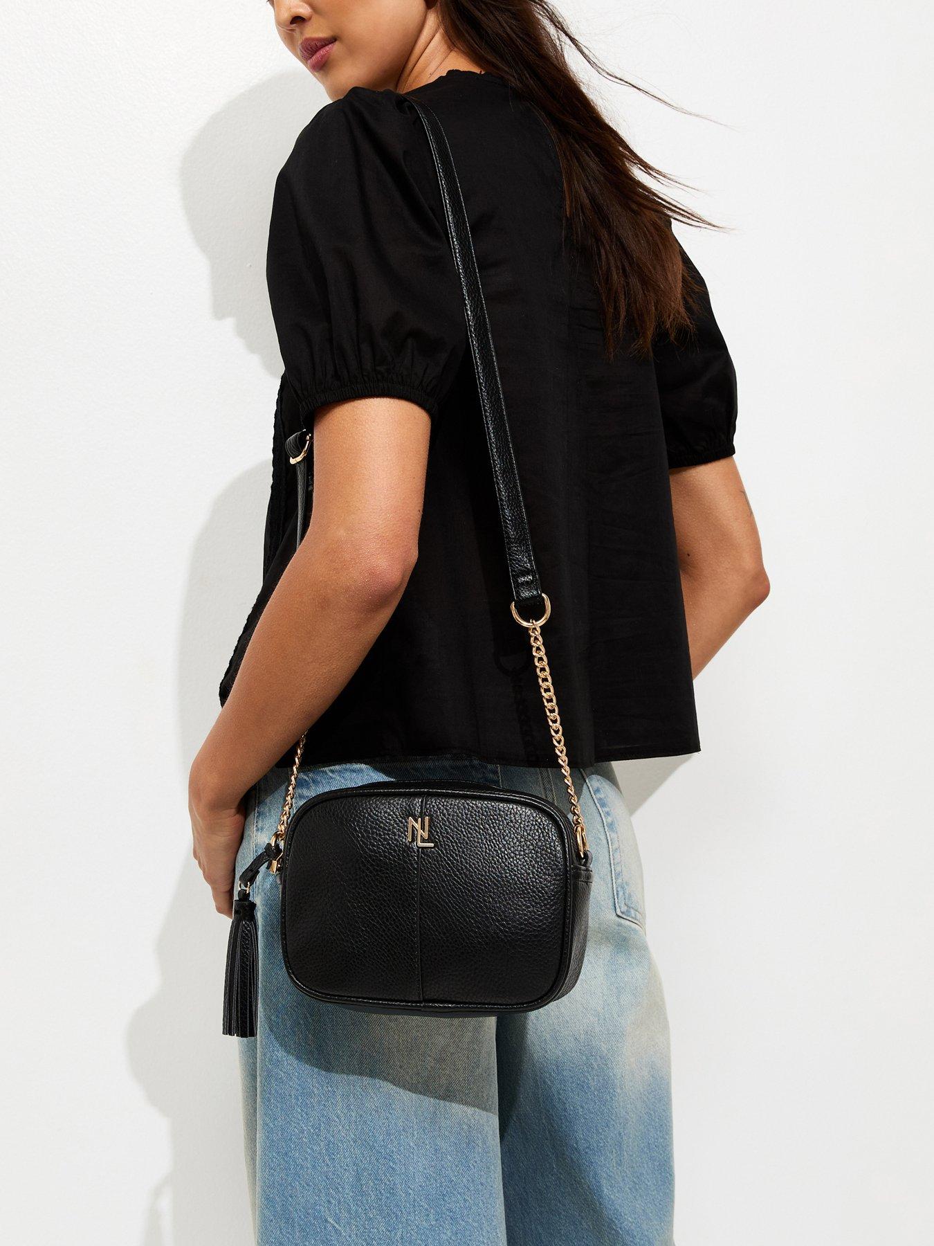 New Look Faux Leather Chain Detail Crossbody School Bag - Black