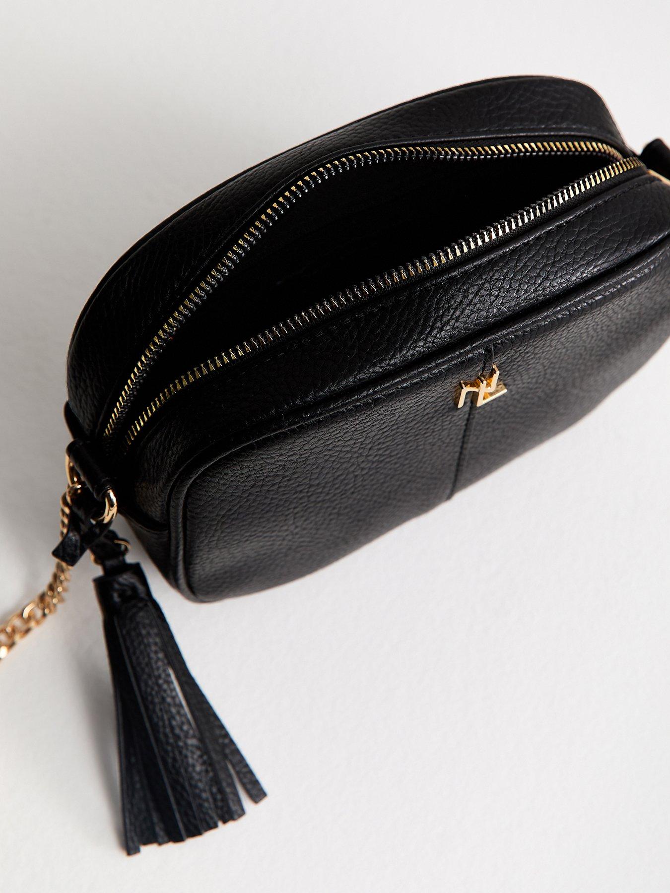 Image 5 of 5 of New Look Faux Leather Chain Detail Crossbody School Bag - Black