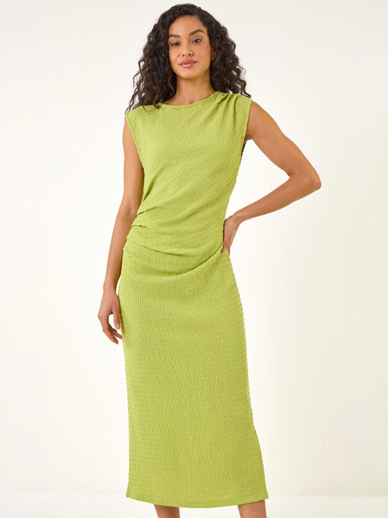 Image 3 of 5 of Roman Dusk Textured Ruched Midi Dress