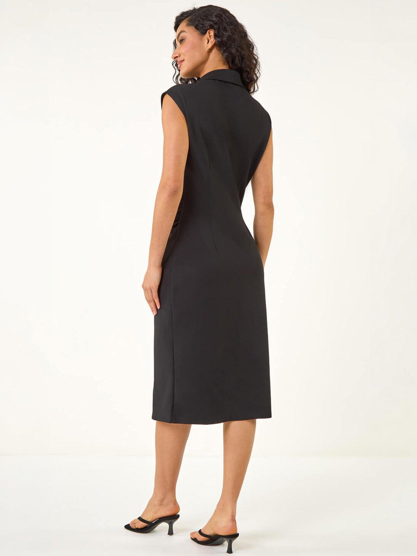 Image 2 of 5 of Roman Dusk Collared Ribbed Midi Dress