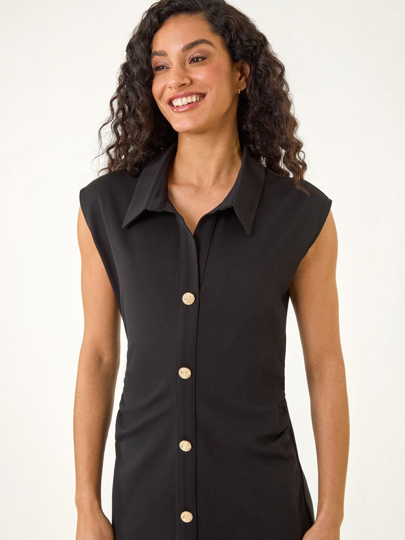 Image 5 of 5 of Roman Dusk Collared Ribbed Midi Dress
