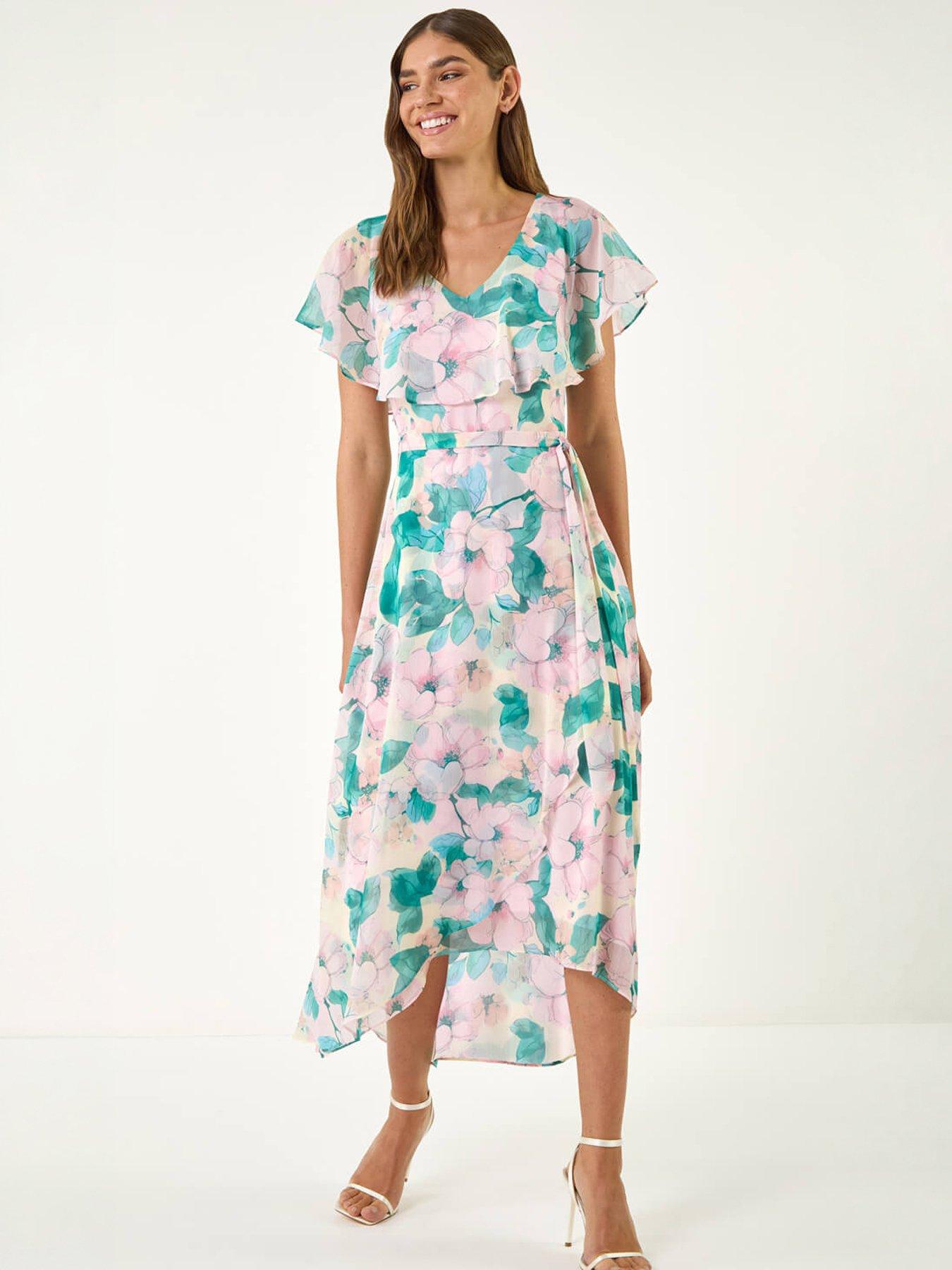 Roman Floral Chiffon Dress