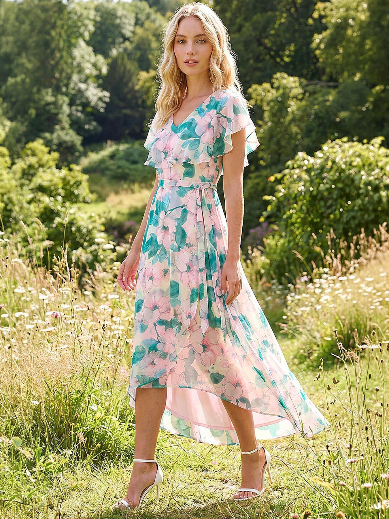 sachin and babi light blue dress Floral Chiffon Summer Dress Women's Summer 2025 main image 1