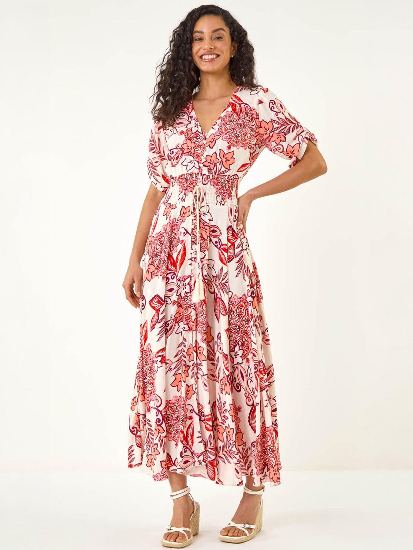 princess polly baby blue dress Ruched Red Floral V-Neck Ruffle Maxi Dress