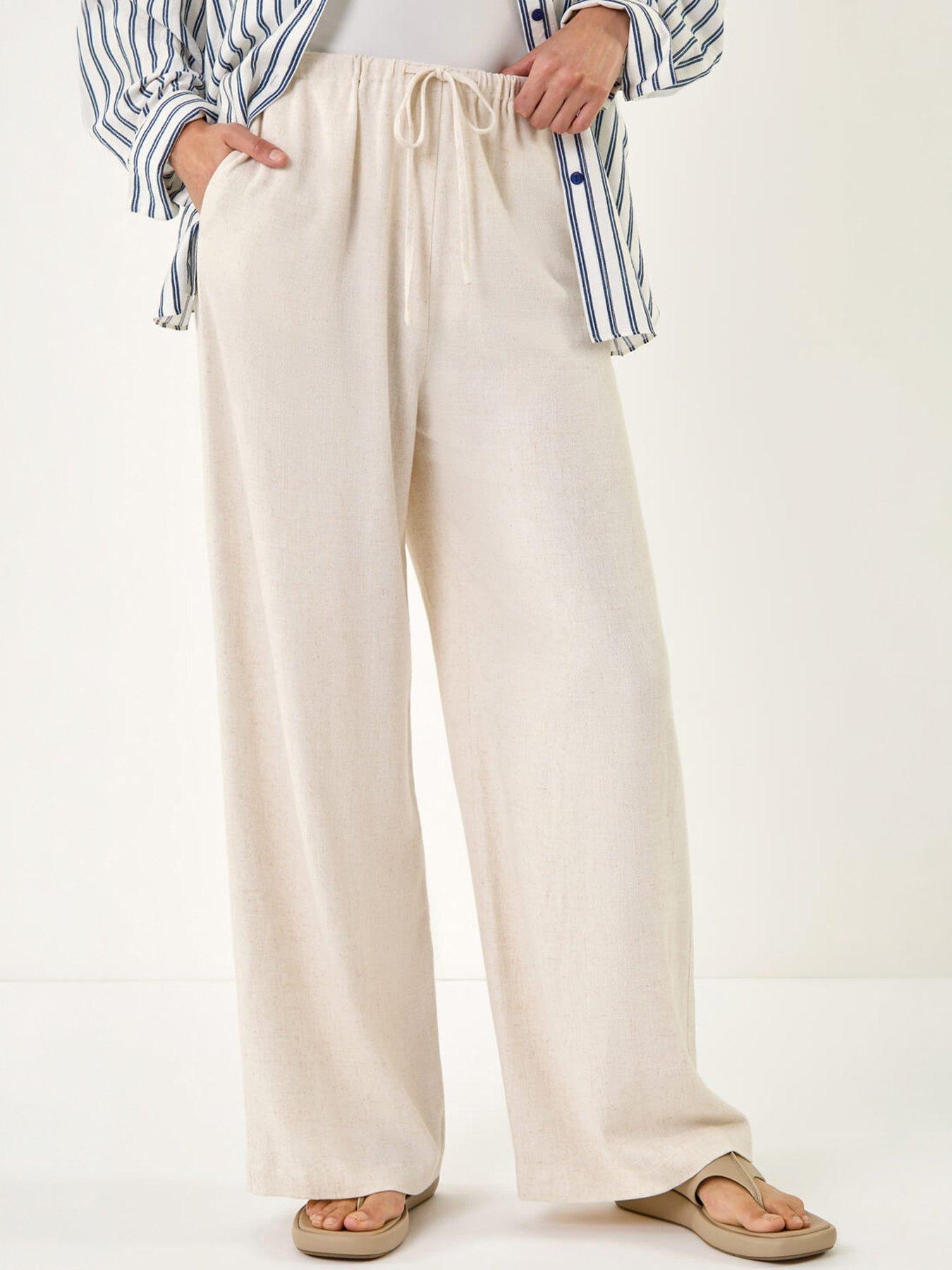 Roman Linen Blend Wide Leg Trouser