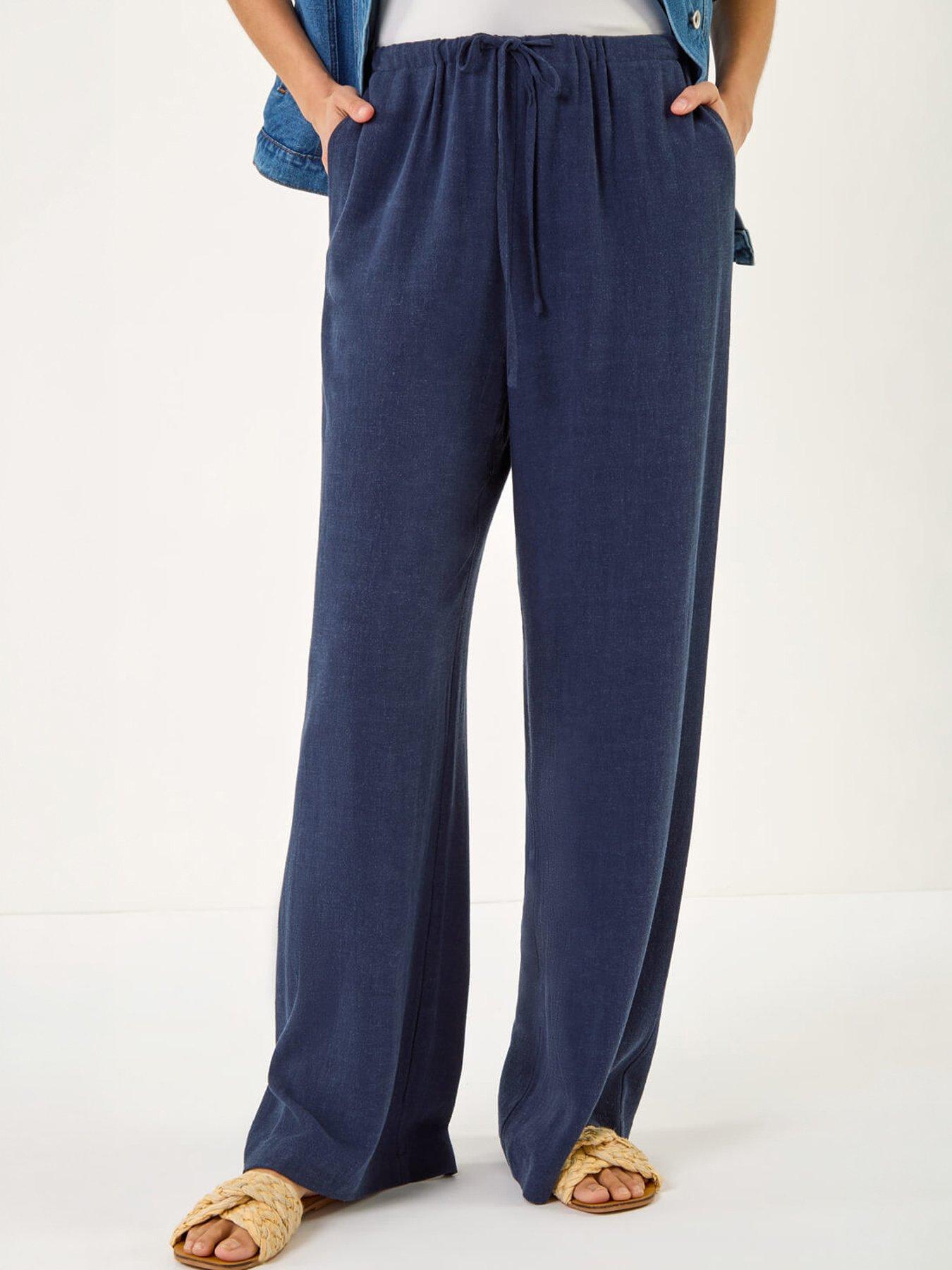 Roman Linen Blend Wide Leg Trouser