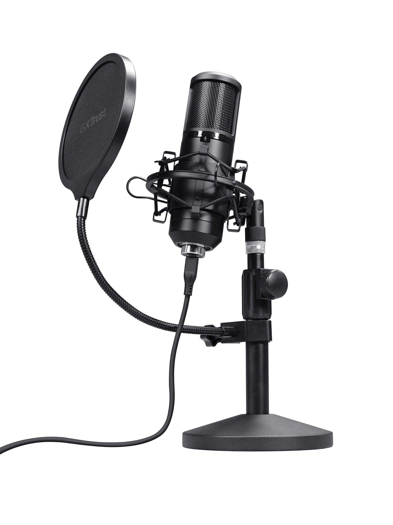 Image 1 of 7 of Trust GXT269 Emita II Streaming Desk Microphone with Table Stand, Black