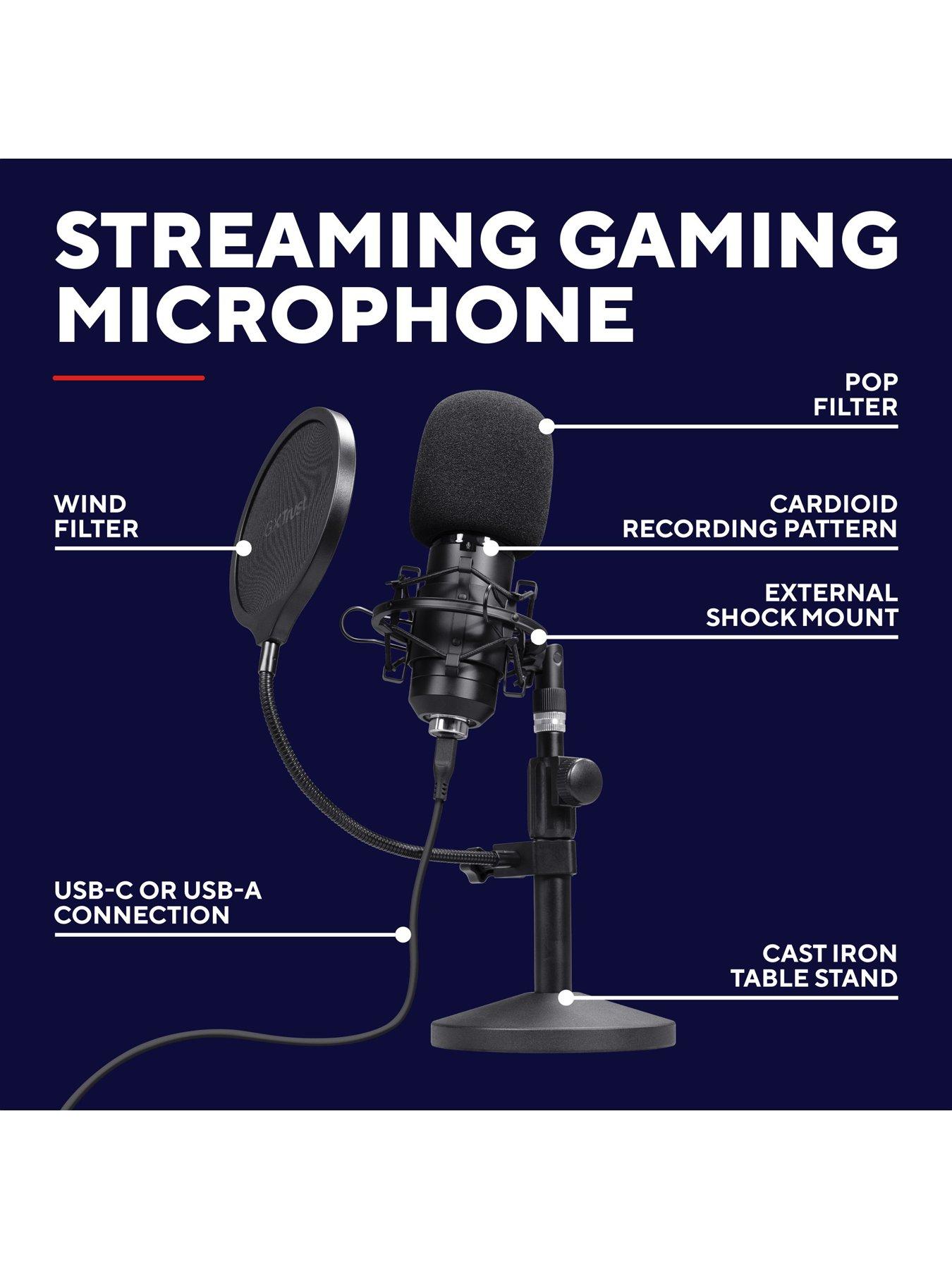 Image 2 of 7 of Trust GXT269 Emita II Streaming Desk Microphone with Table Stand, Black