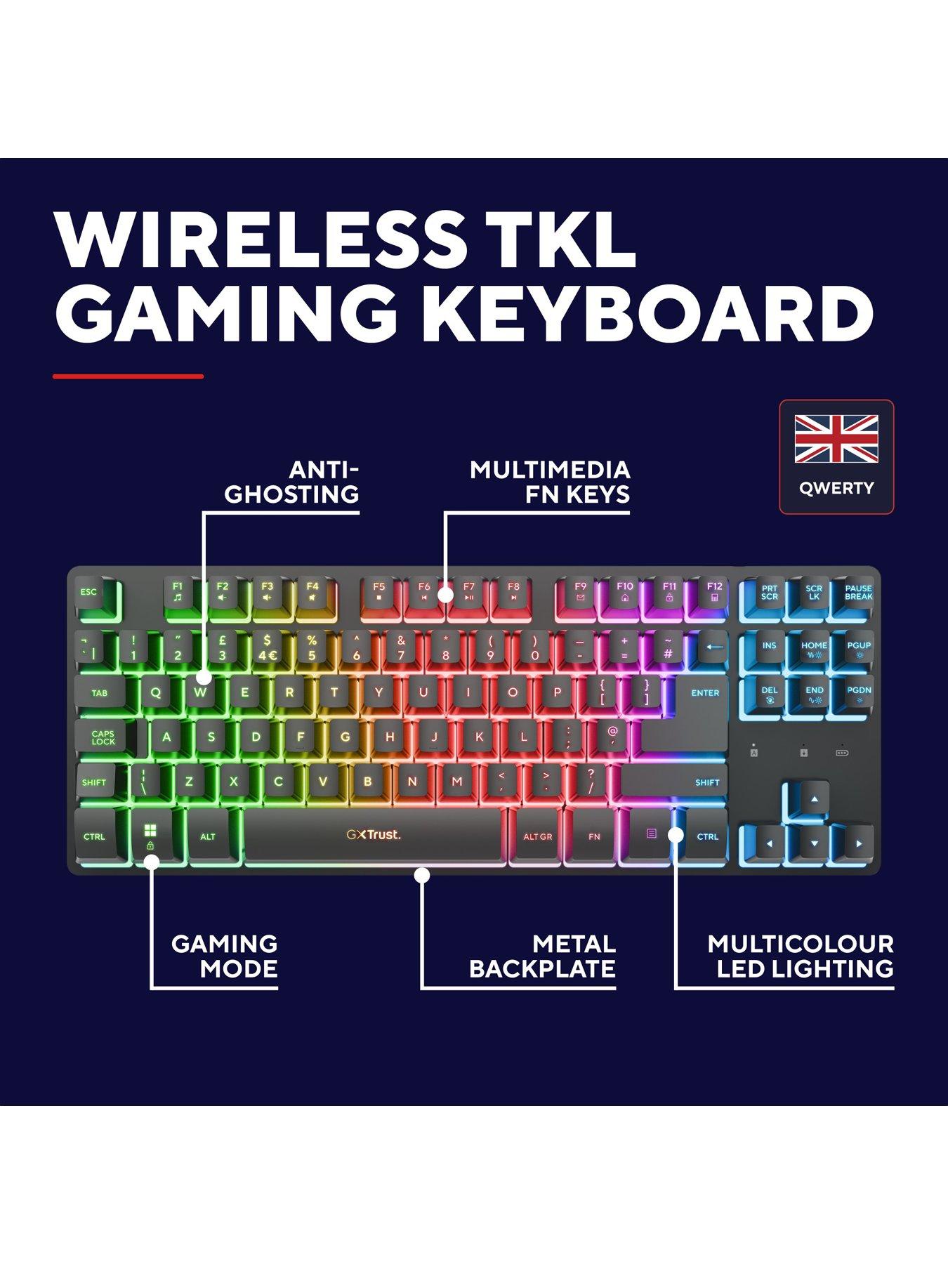 Trust GXT831 Thado TKL Illuminated RGB Wireless Gaming Keyboard for ...