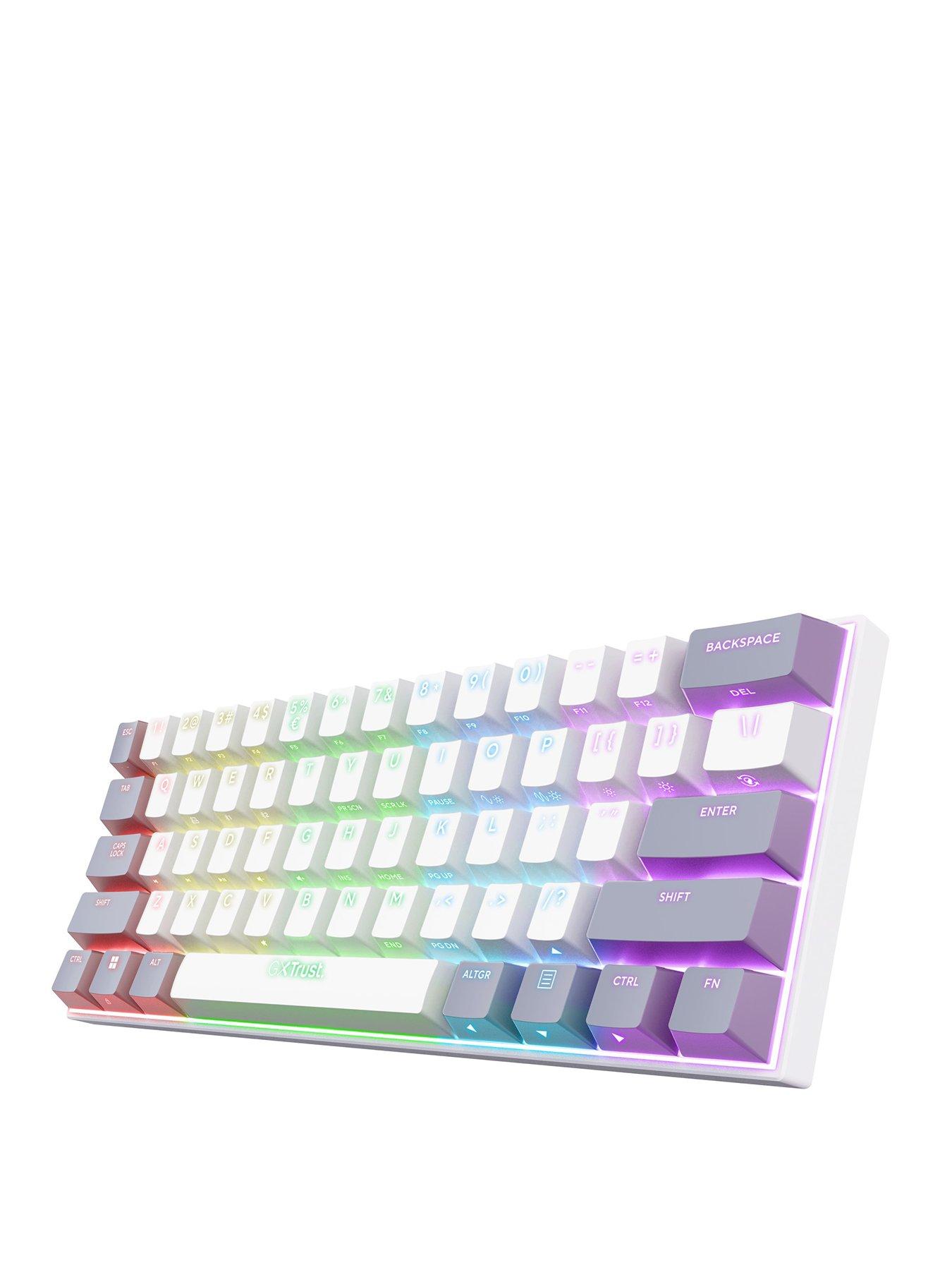 Trust GXT873 Acira 60% Mini Tri-mode Wireless Mechanical Gaming Keyboard with Full RGB Illumination, White