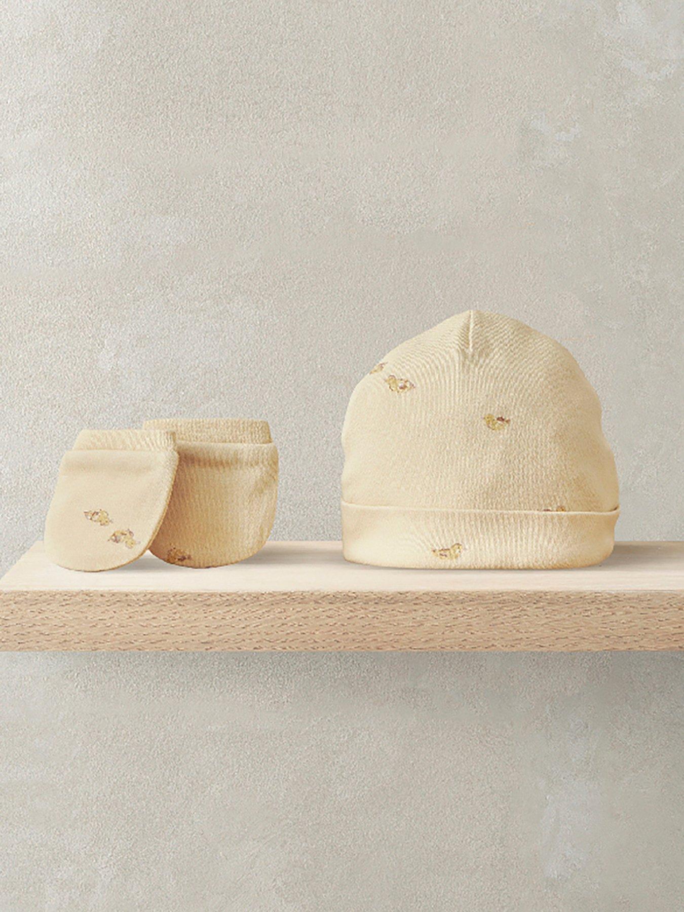 Mamas & Papas Baby Unisex 2 Pack Duckling Premature Hat & Mitts - Cream
