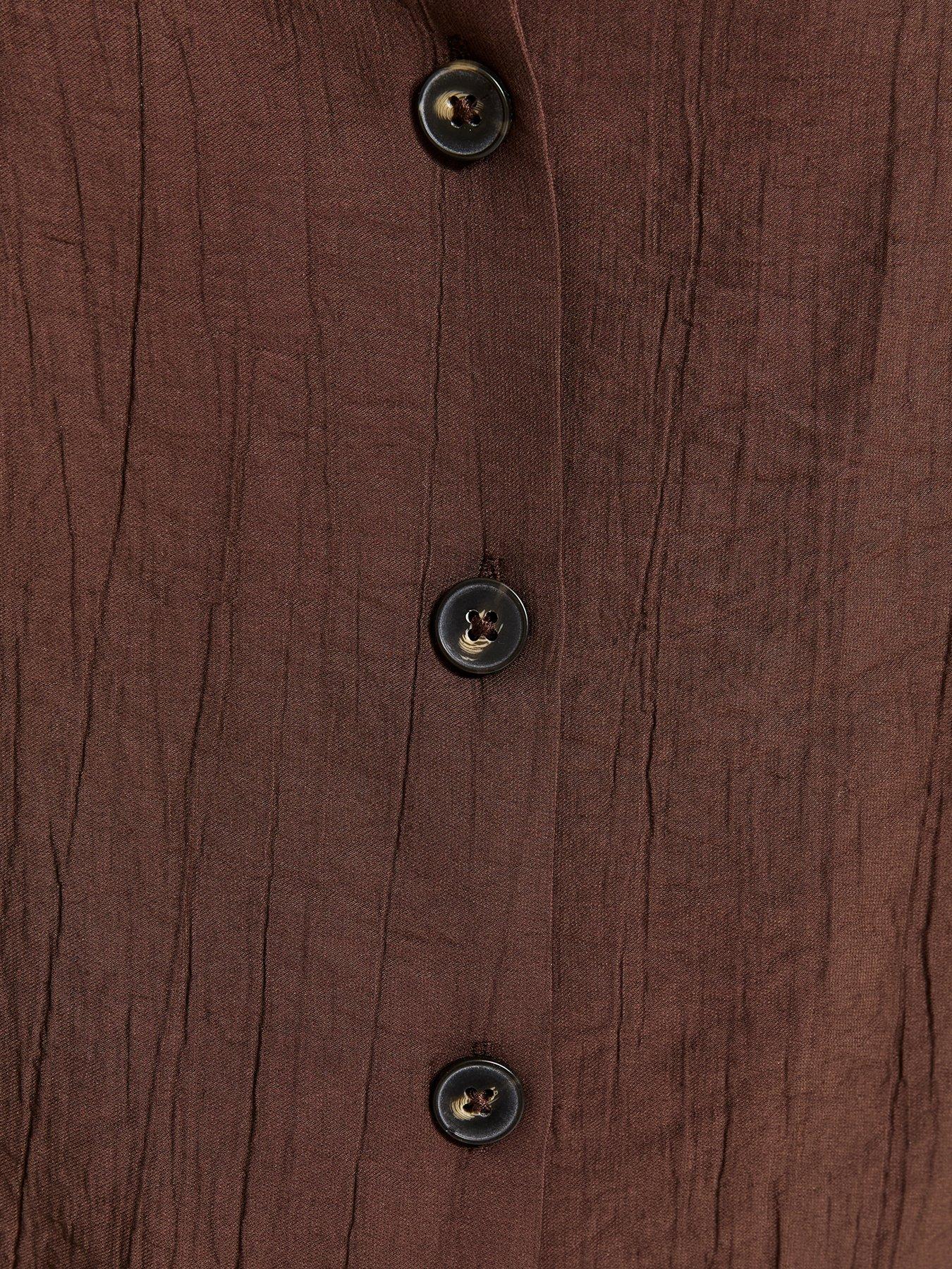 Image 5 of 5 of New Look Button Front V-Neck Cami Top - Dark Brown
