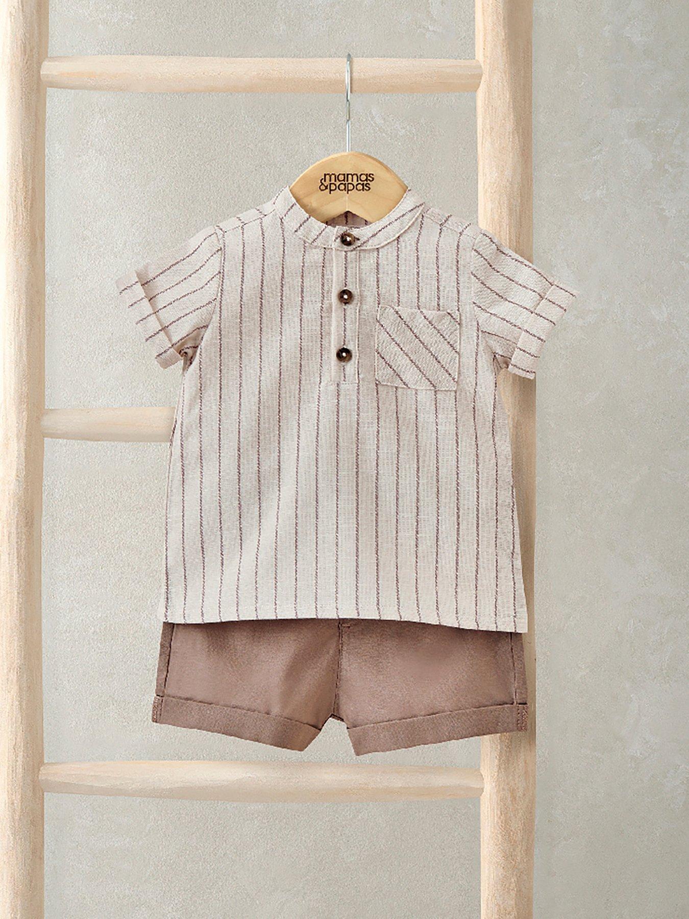 Mamas & Papas Baby Boys 2 Piece Shirt & Shorts Set - Dark Red