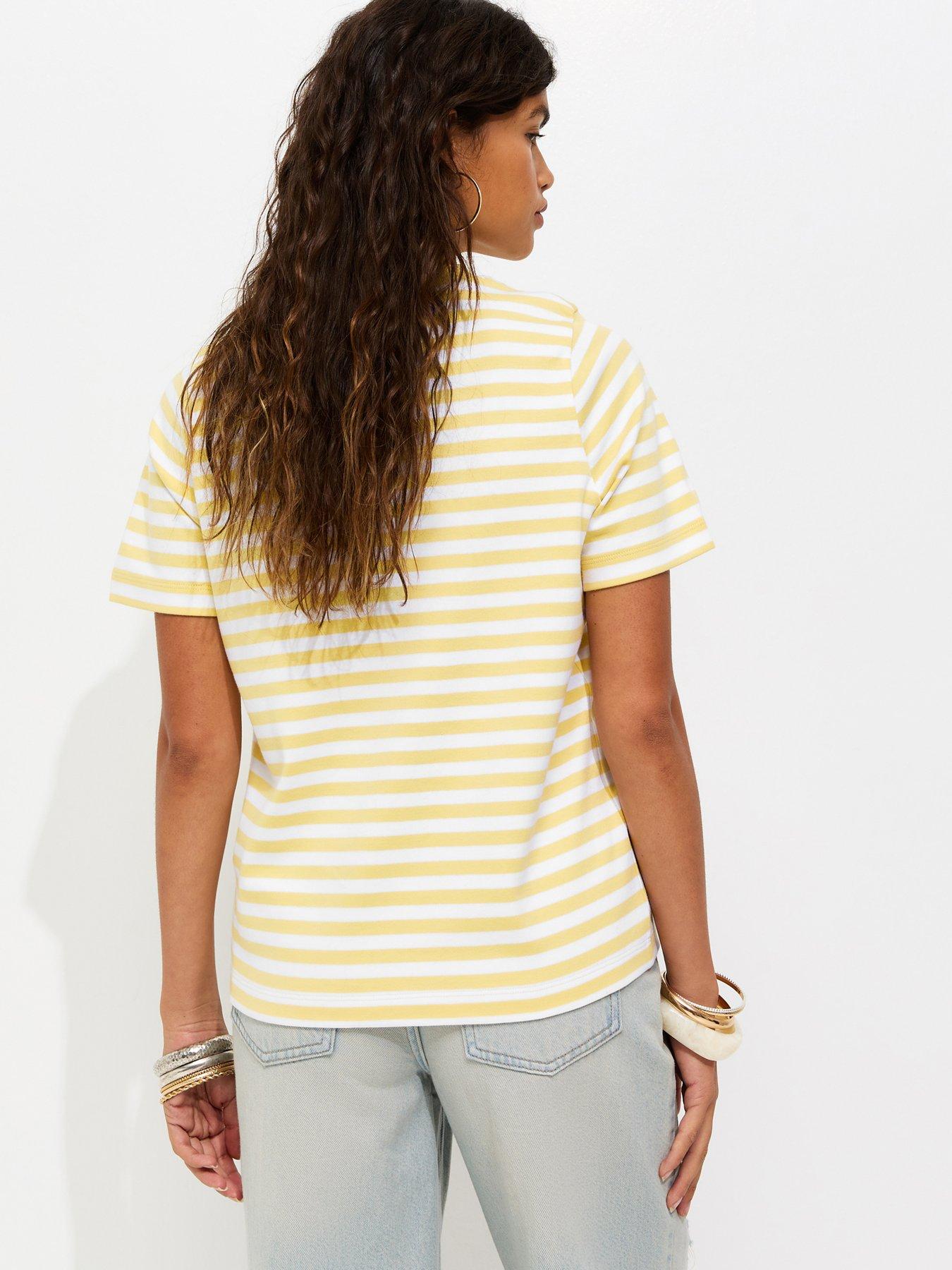 Image 2 of 5 of New Look Premium Cotton Striped Relaxed T-Shirt - Cream
