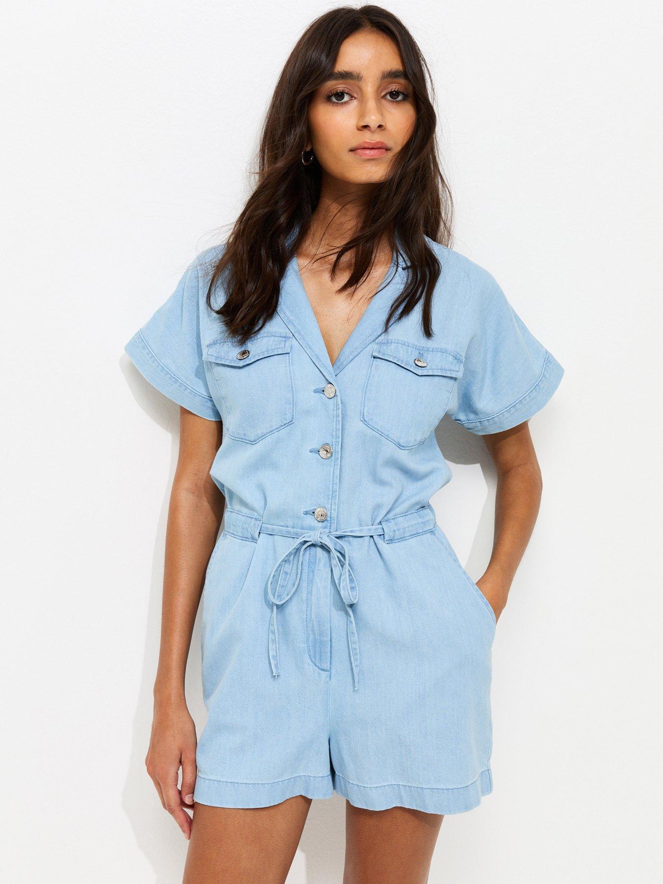 New Look Denim Playsuit - Light Blue Wash | Very