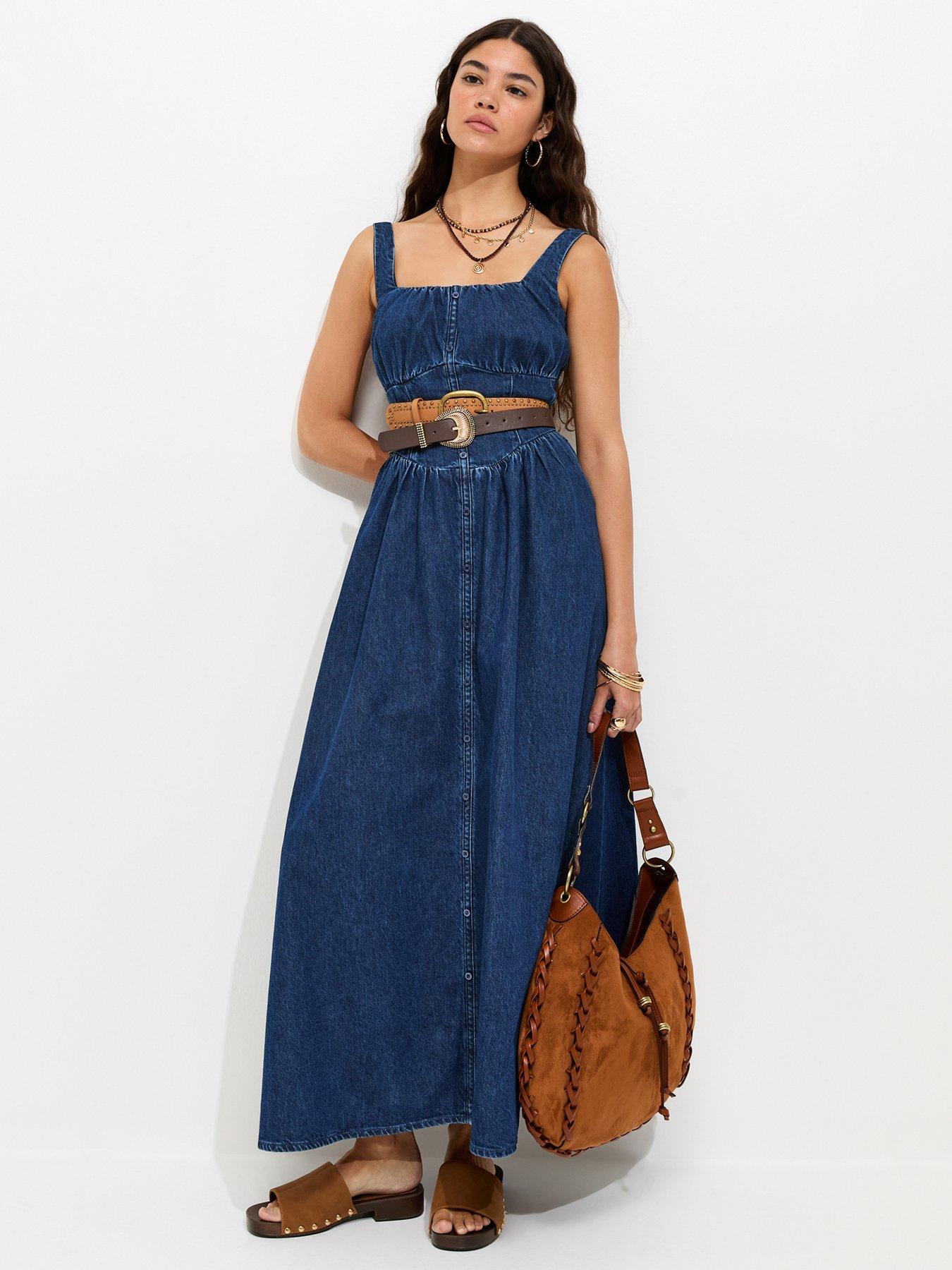 white christmas dresses Admiring Style Strapless Ruffle High Low Denim Dress