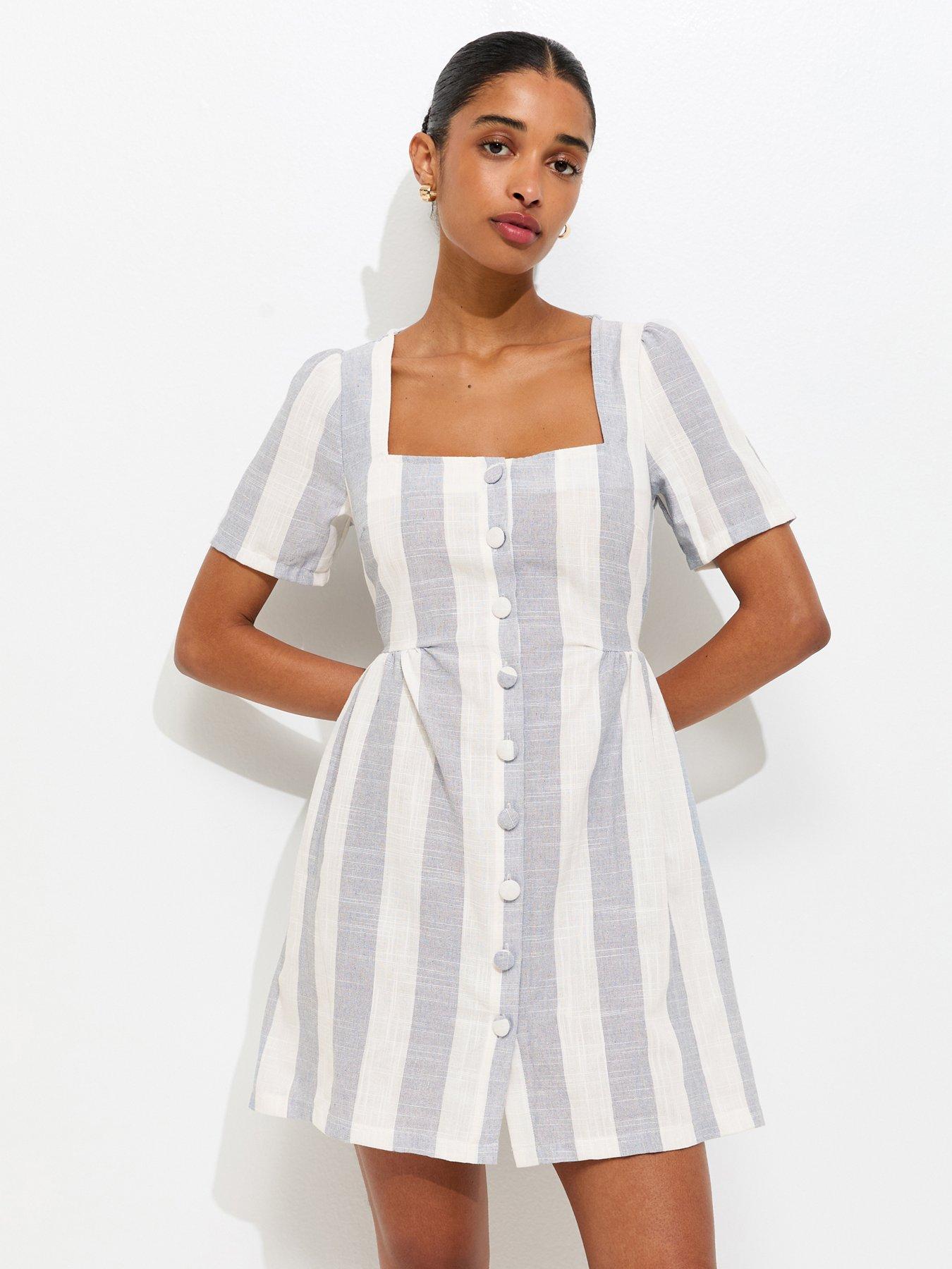 princess polly baby blue dress DIP Navy Blue & White Striped Nautical Sailor