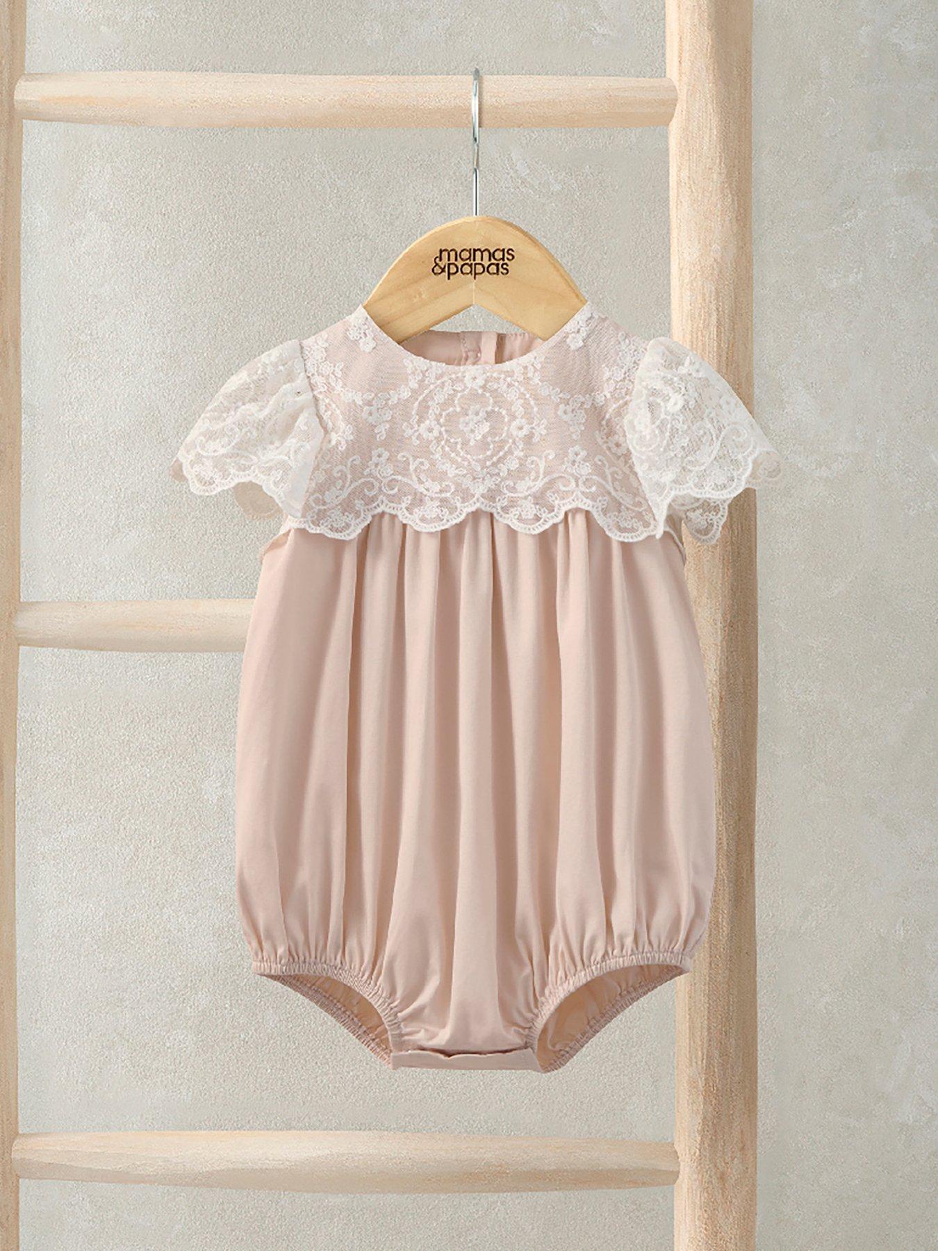 Mamas & Papas Baby Girls Lace Frill Romper, Pink, Size 0-3 Months