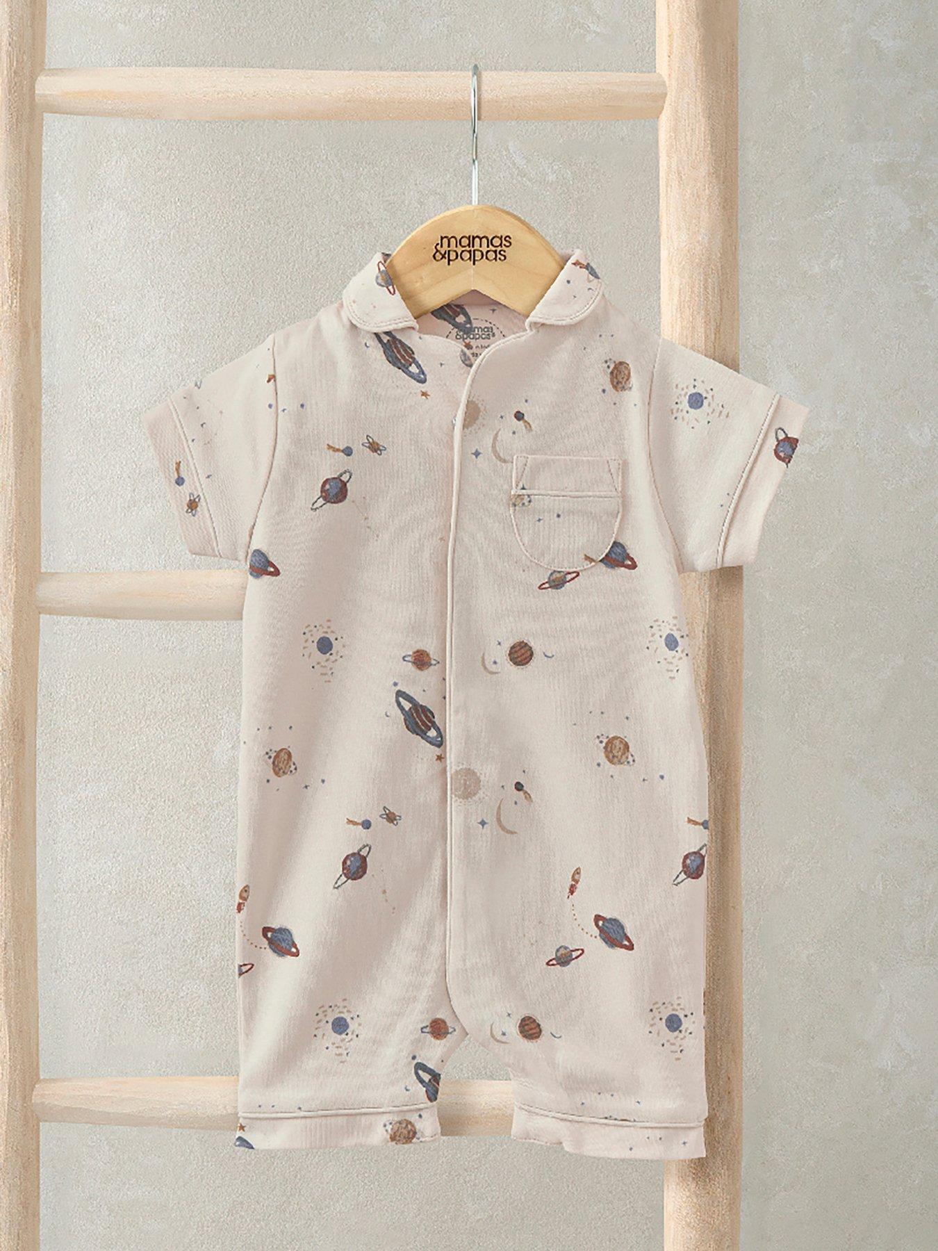Mamas & Papas Baby Boys Jersey Planets Print Romper - Cream