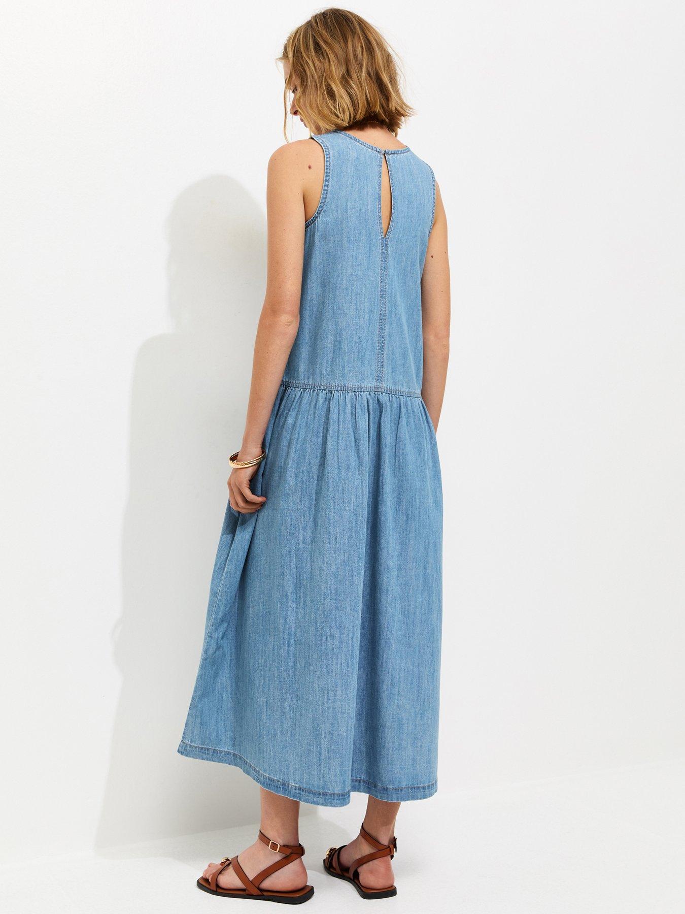 Image 2 of 5 of New Look Drop Waist Midaxi Dress - Light Blue
