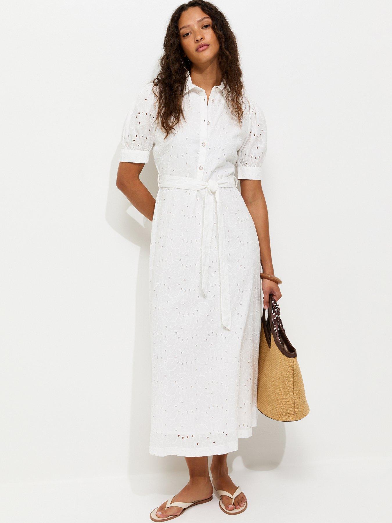 New Look Broderie Shirt Midi Dress - White | Very