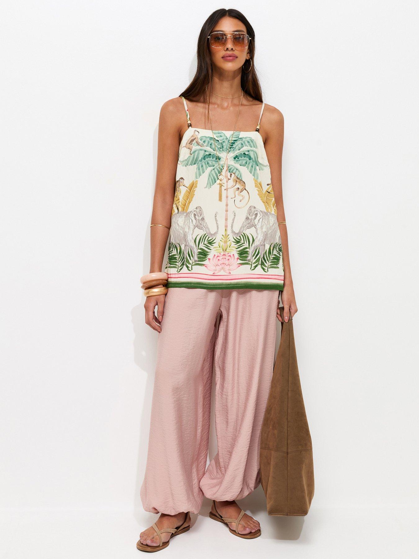 New Look Cream Tropical Print Beaded Strap Cami Top | Very
